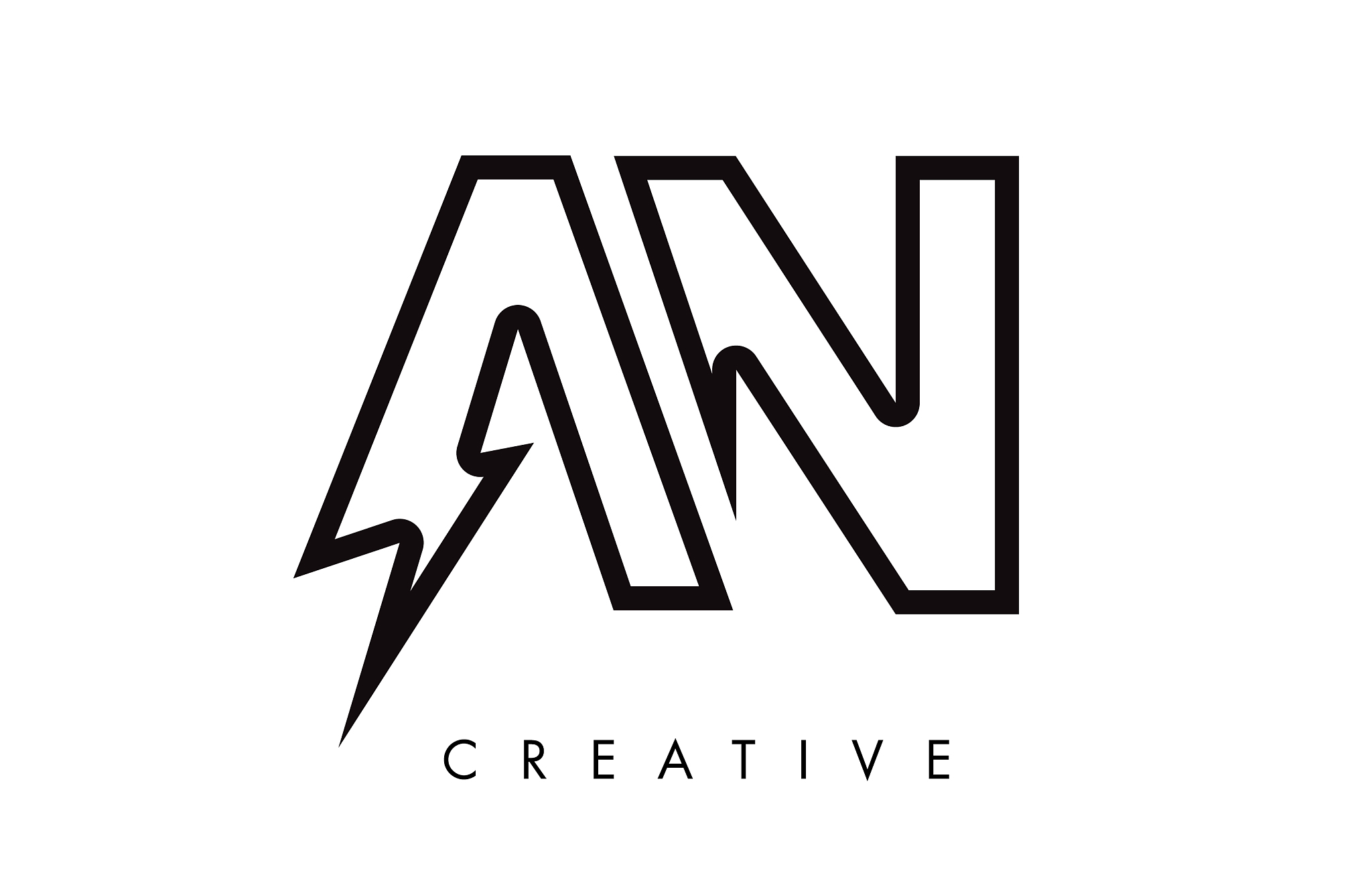 an letter logo design with lighting thunder bolt