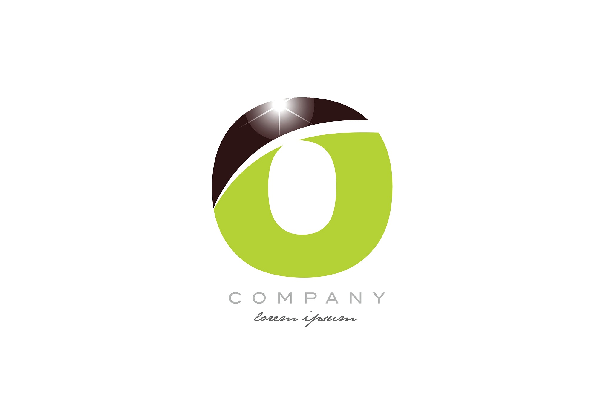 letter o alphabet in green and brown color for logo icon design