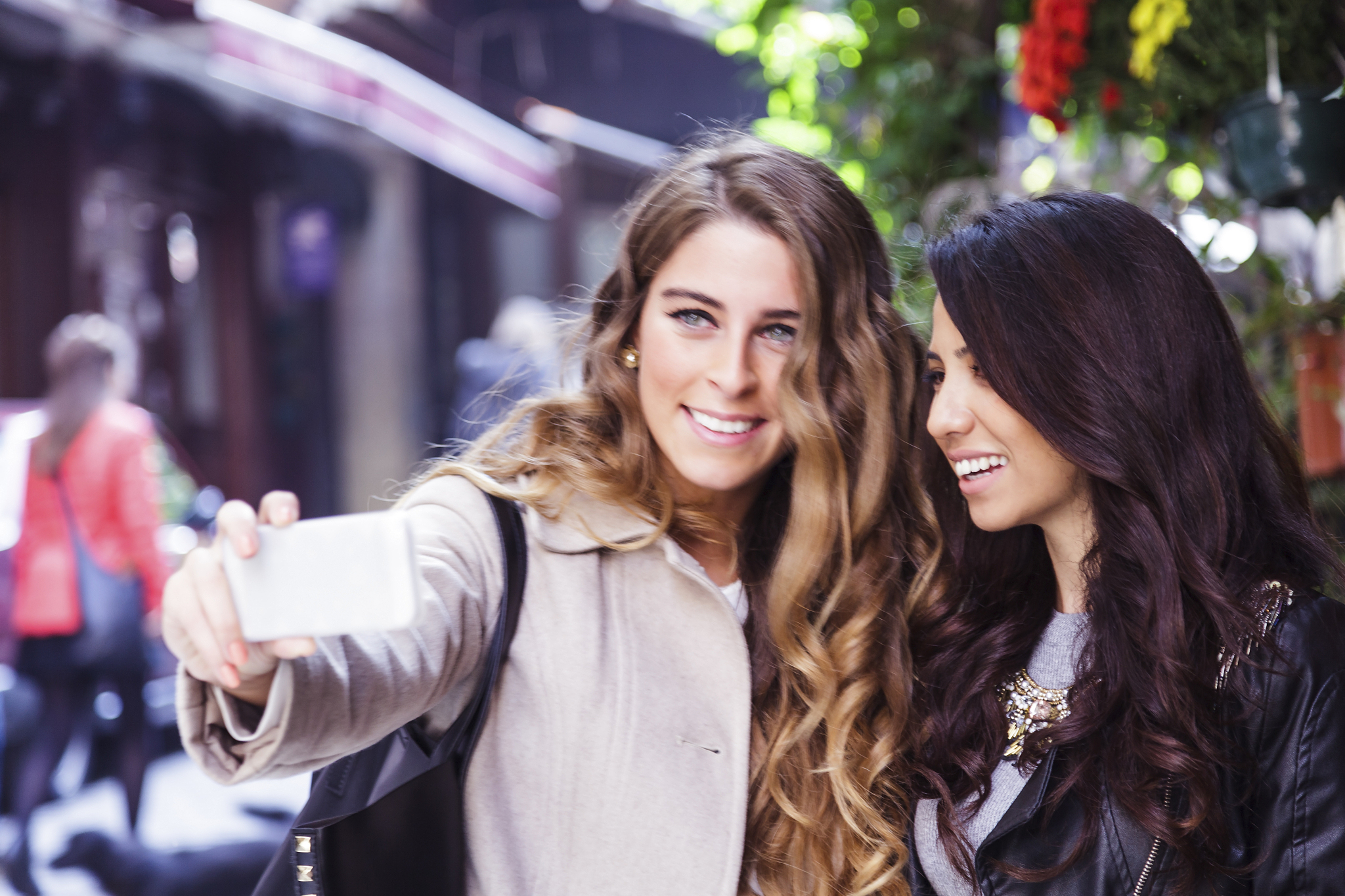taking selfie with smartphone