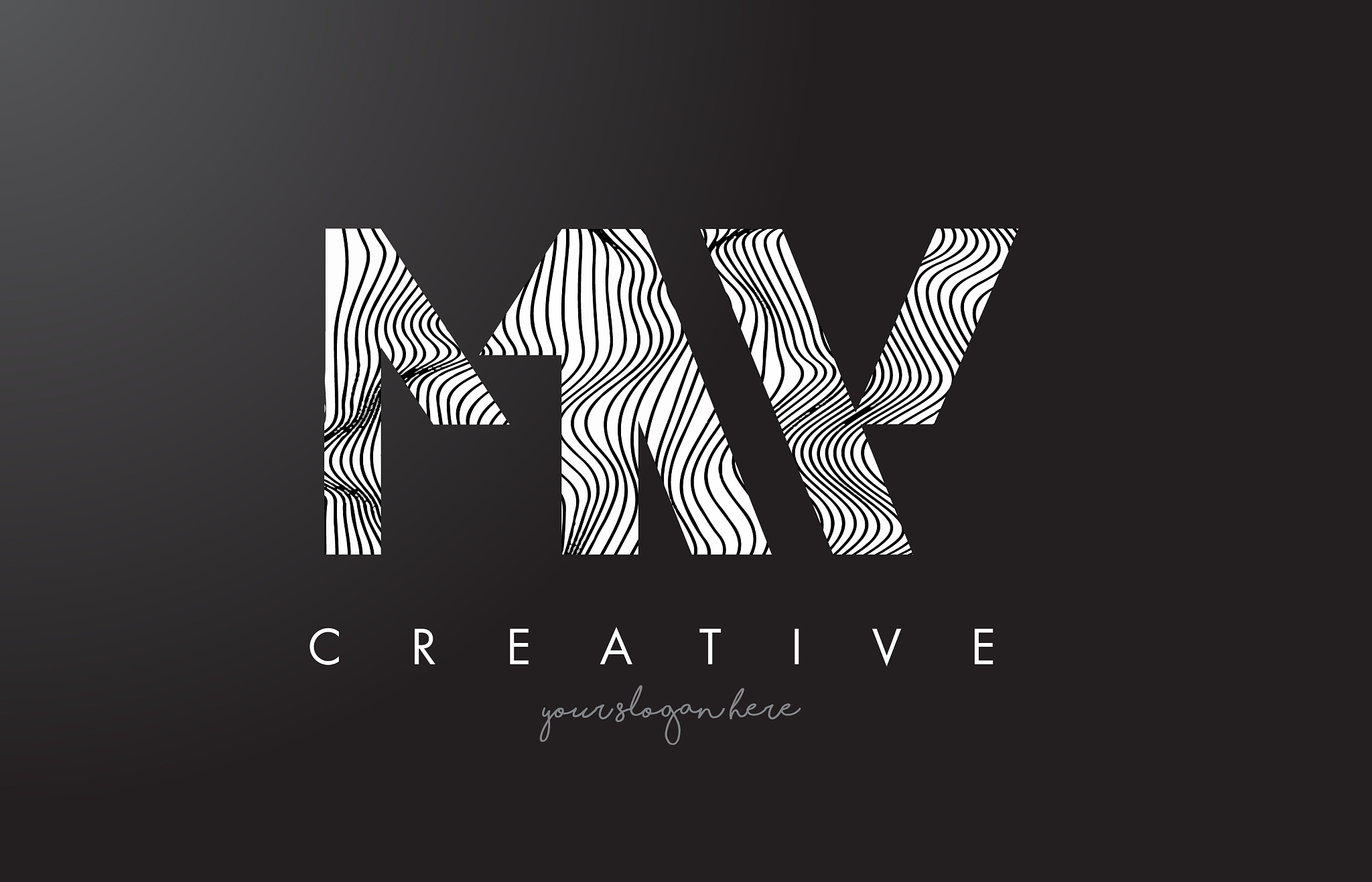 mw m w letter logo with zebra lines texture