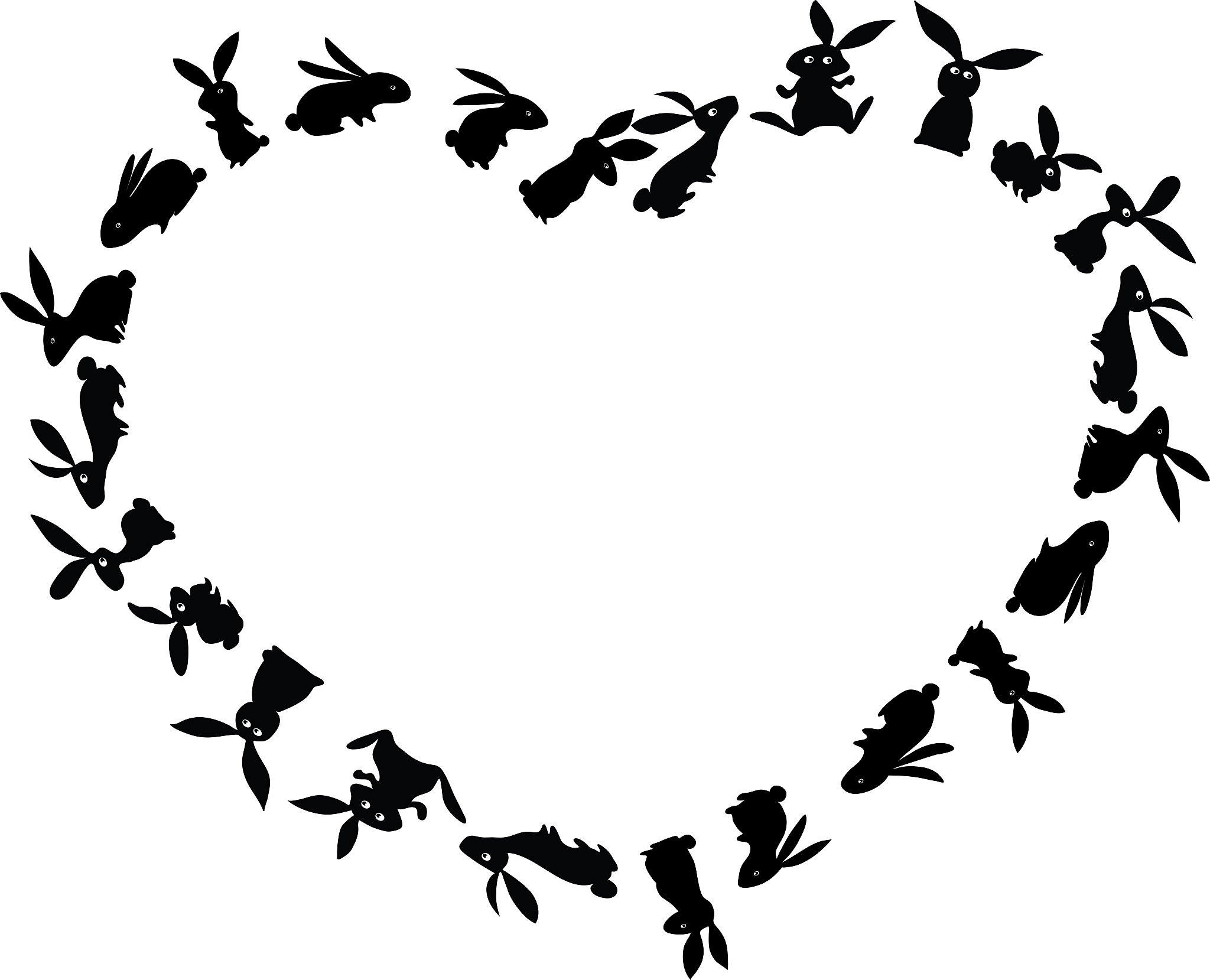 vector cartoon black and white rabbit border background