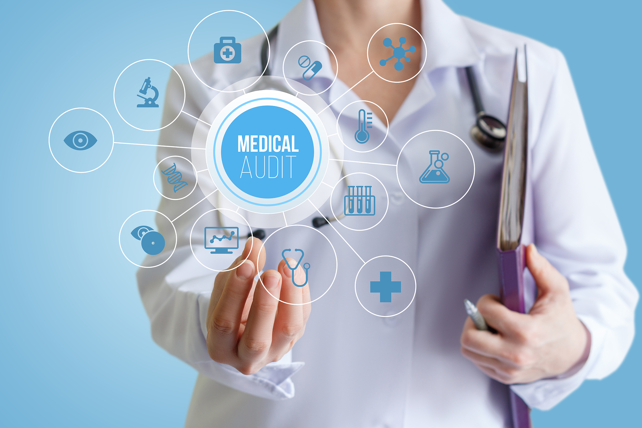 doctor holding a medical audit.