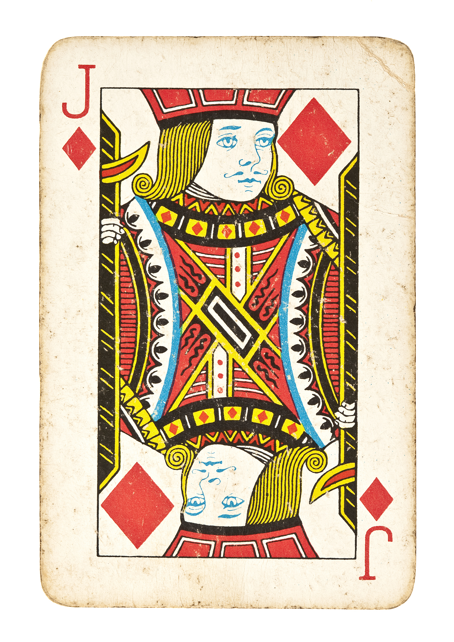 old jack of diamonds isolated on white