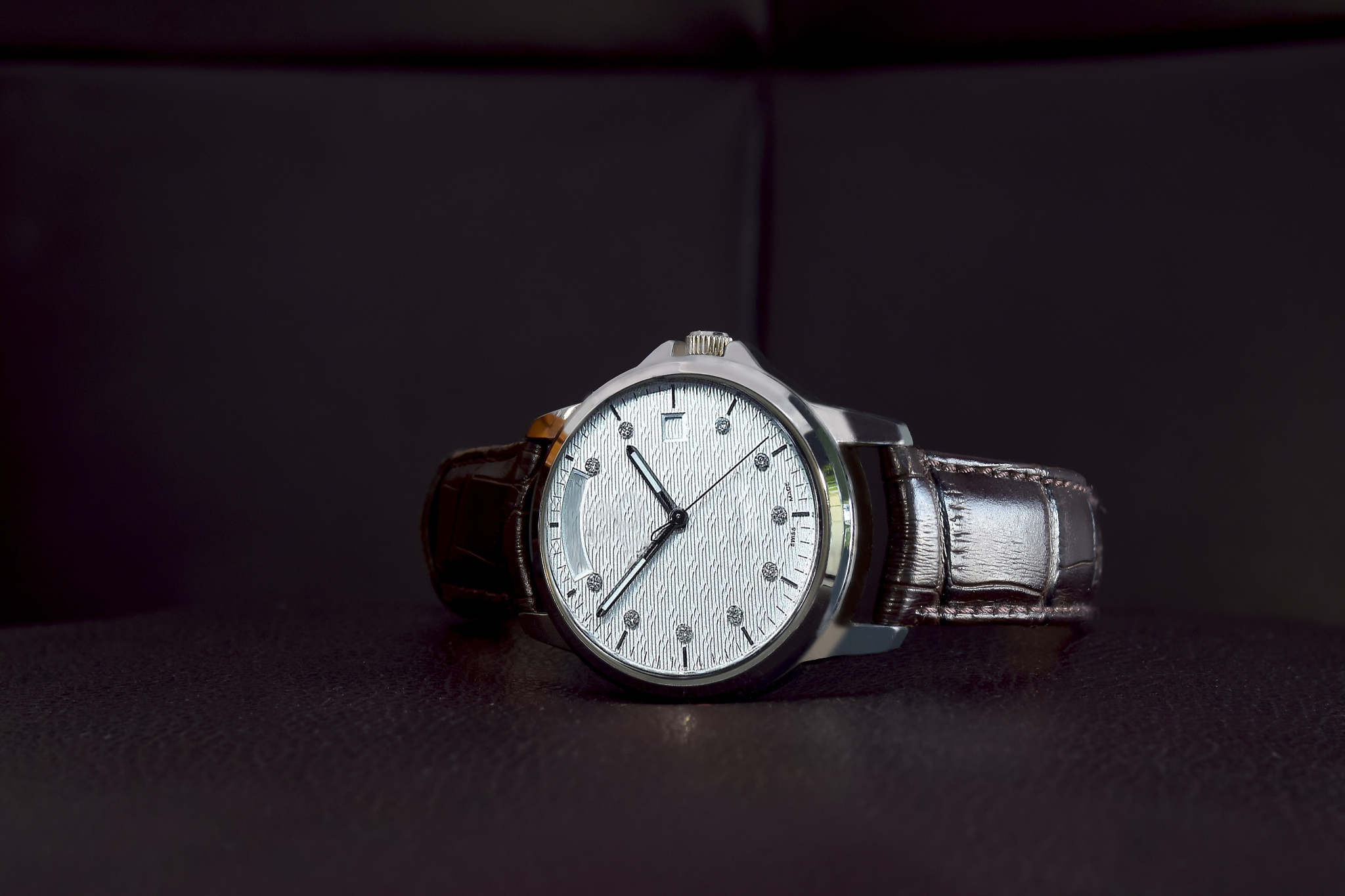close-up of clock on table