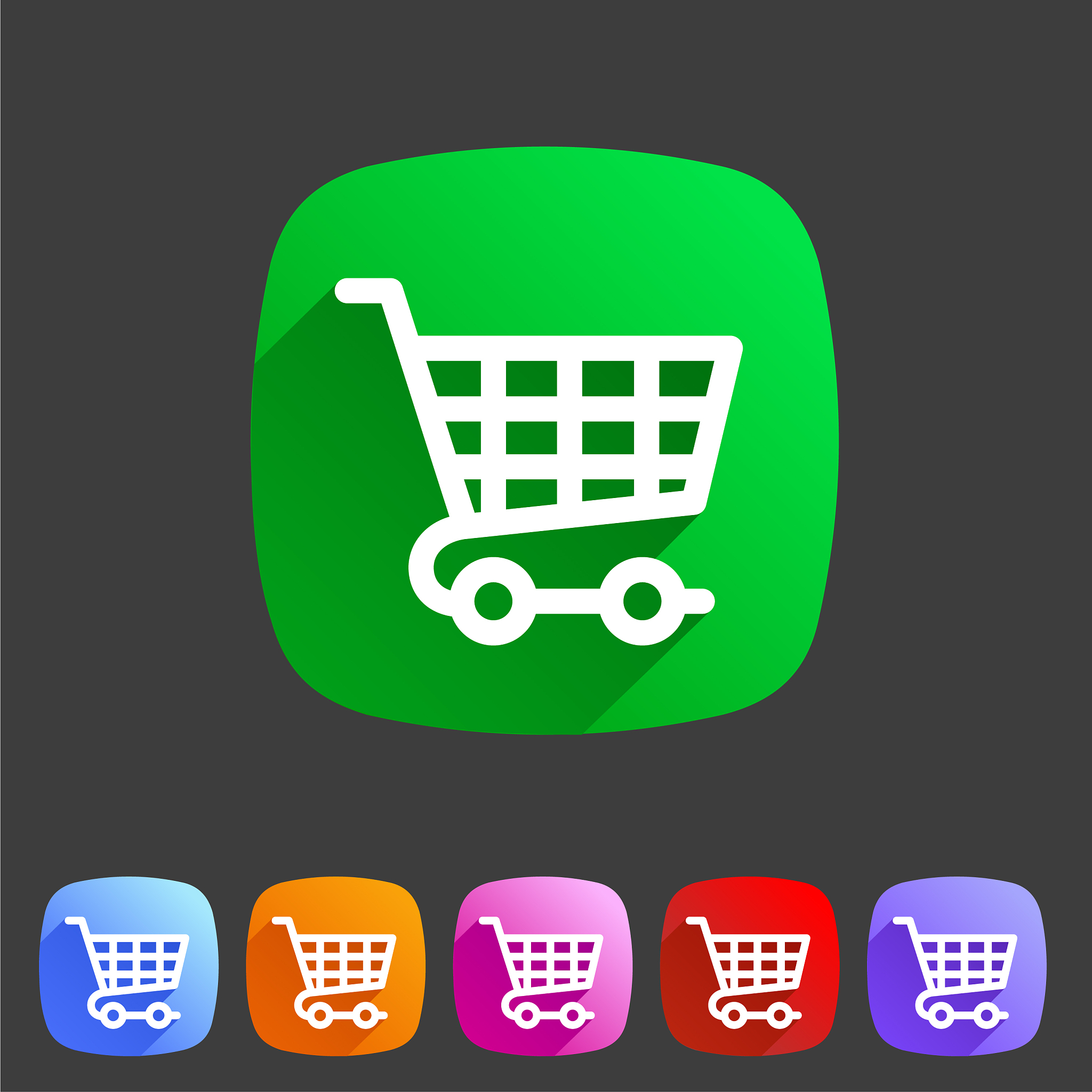 shopping cart icon flat web sign symbol logo label