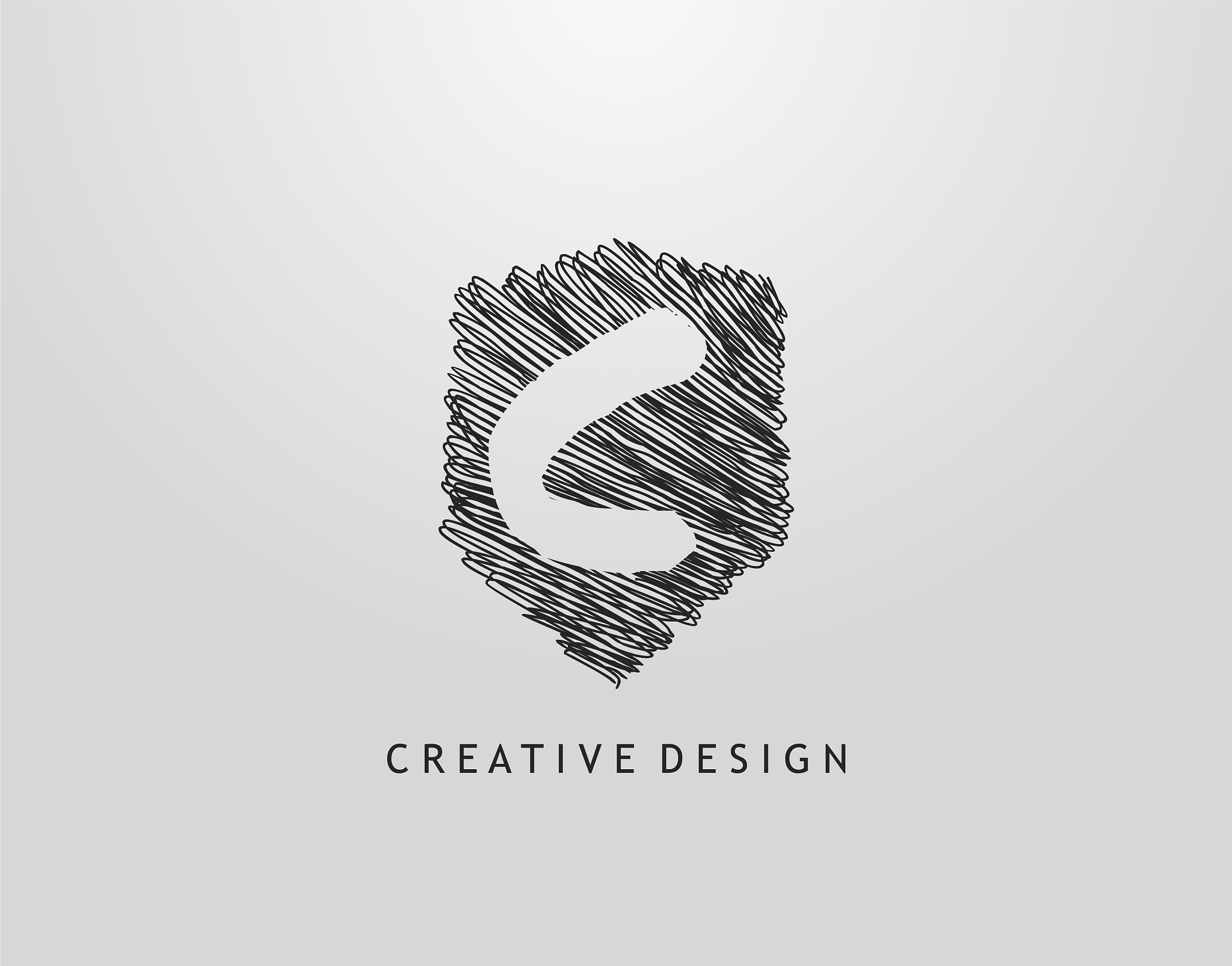 shield c letter logo abstract hand drawn shield