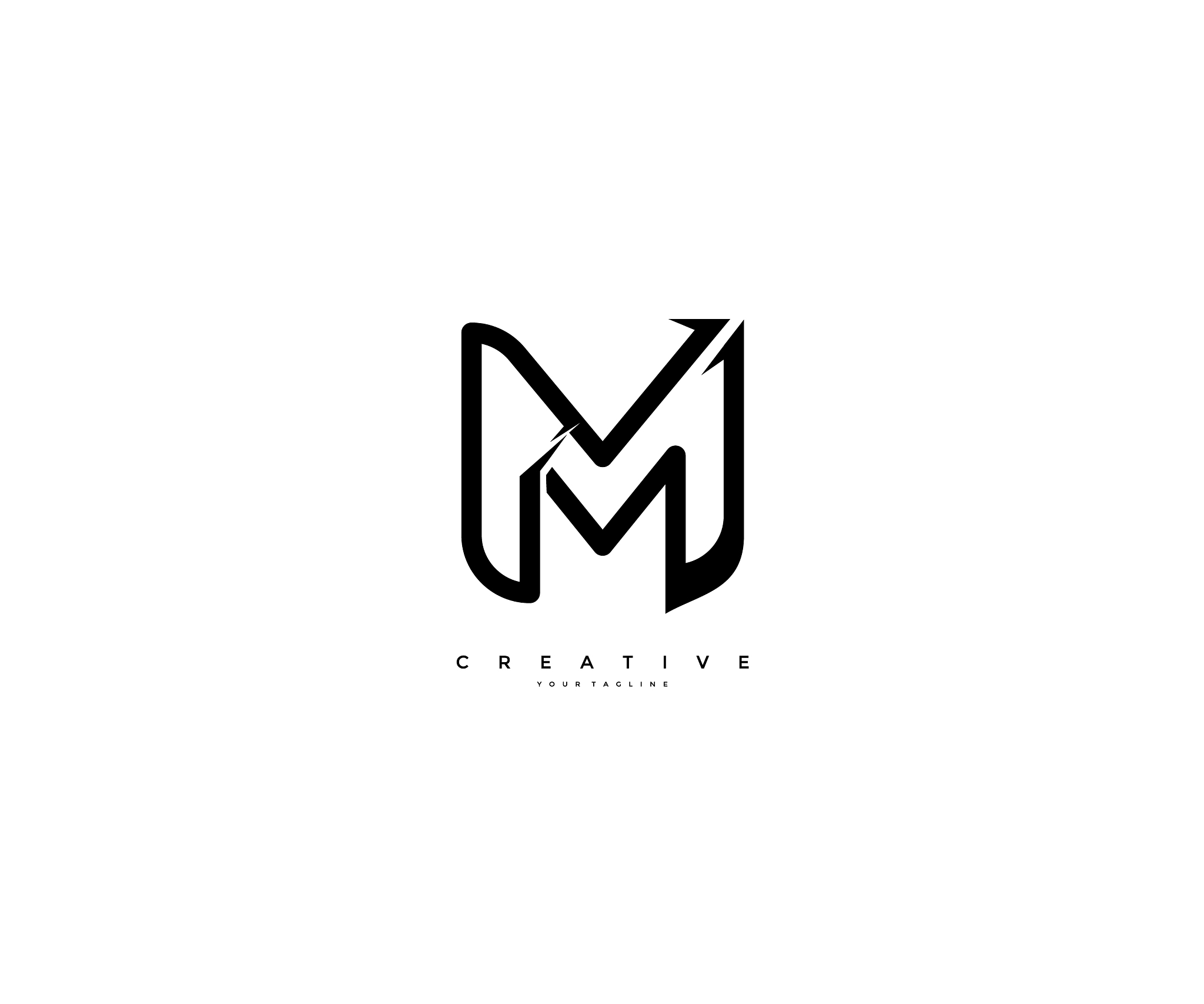 initial letter m stylized cutting edge monogram