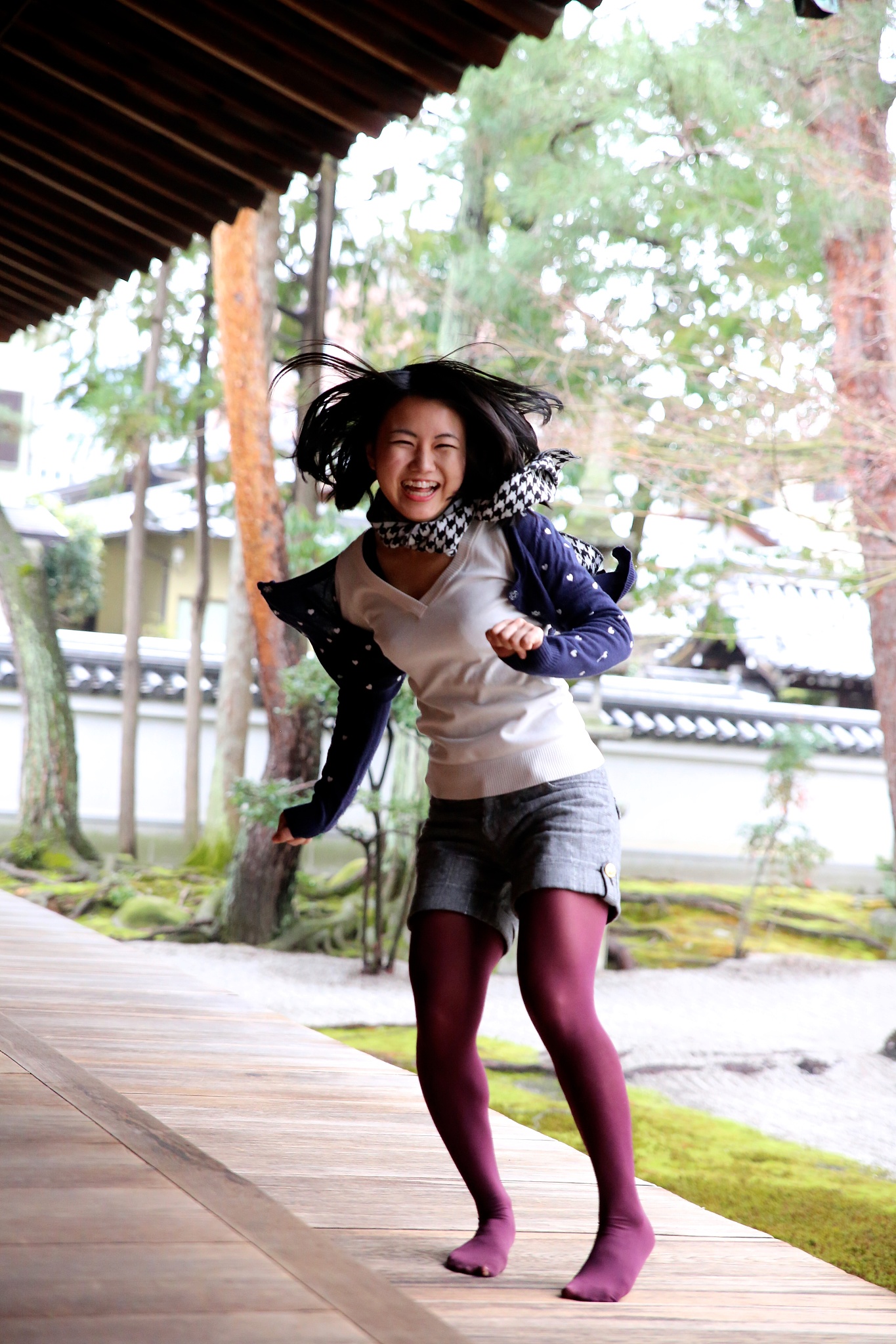 young japanese lady at japanese temple