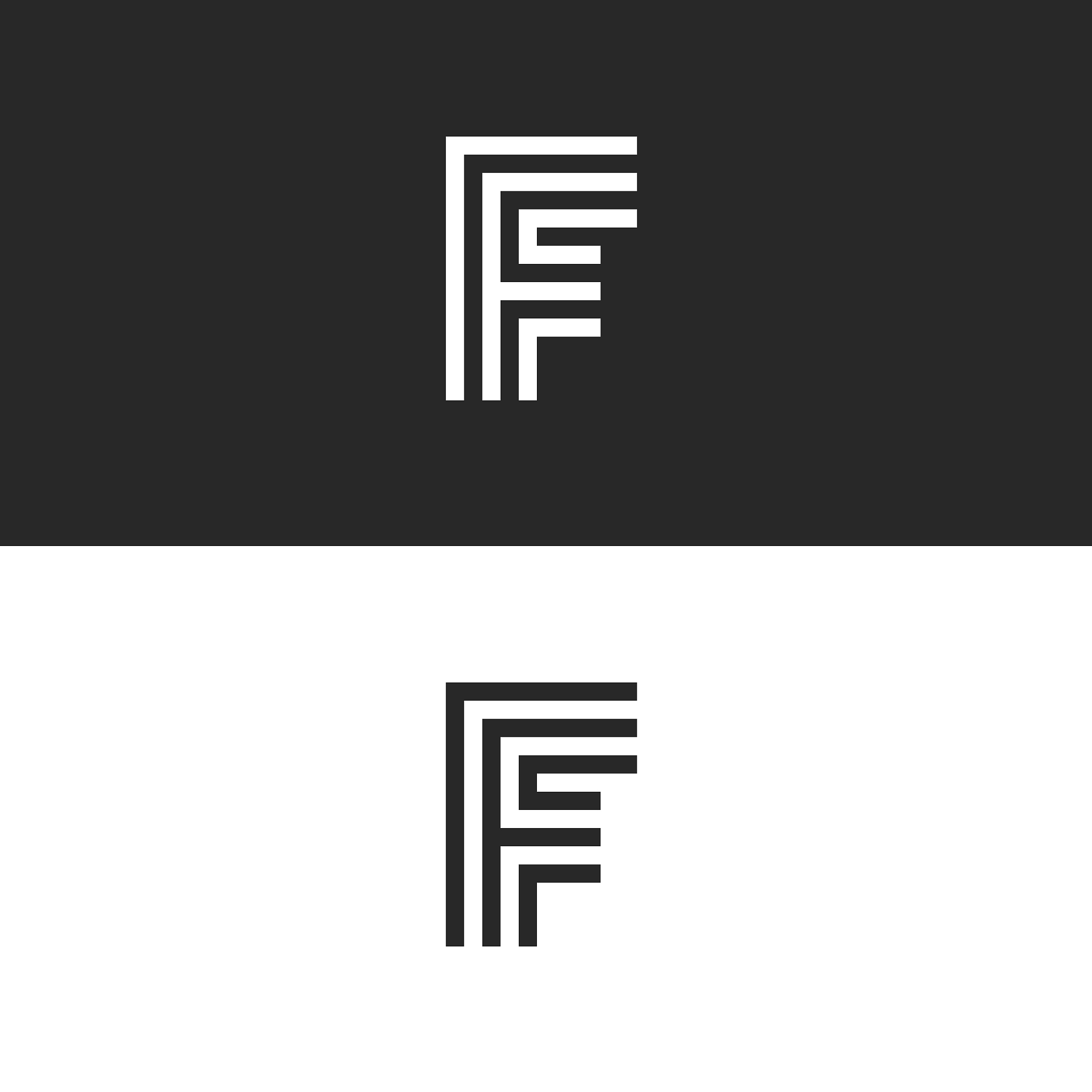 f letter monogram identity logo minimal style