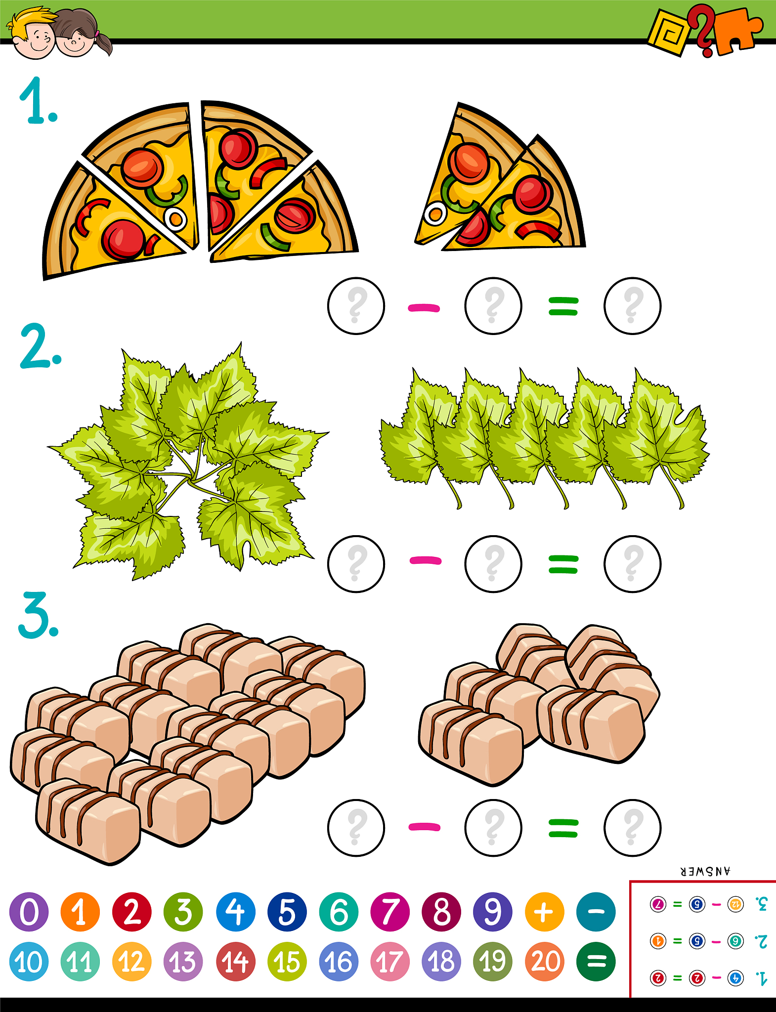 请帮我出100道小学一年级下册20以内的退位减法，每横排排列4道题目