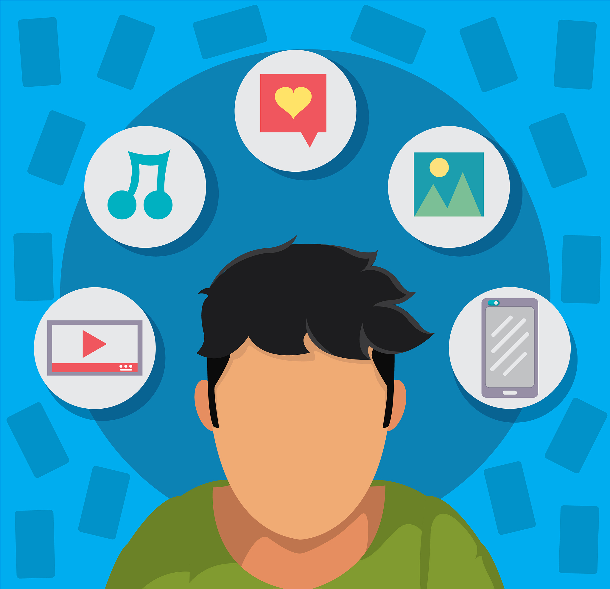 young man and social media