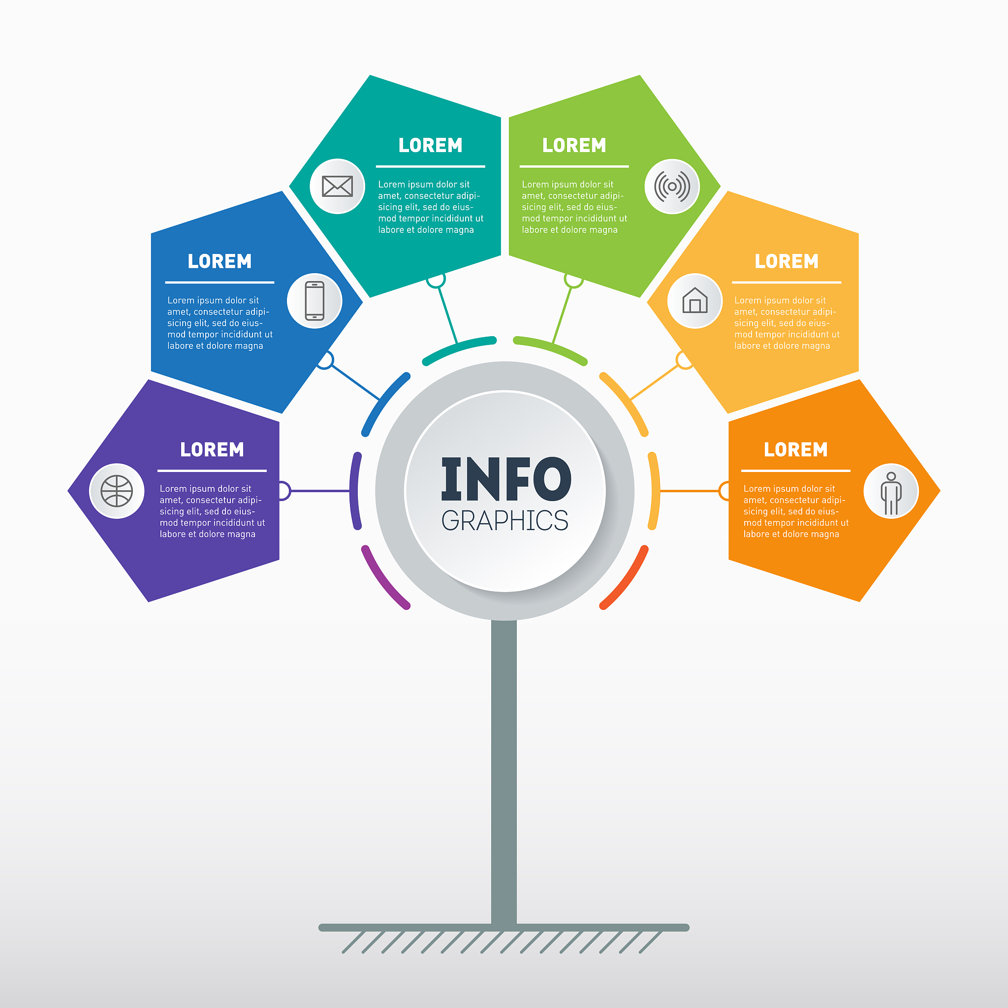 business presentation or info graphics concept with 6 options. w