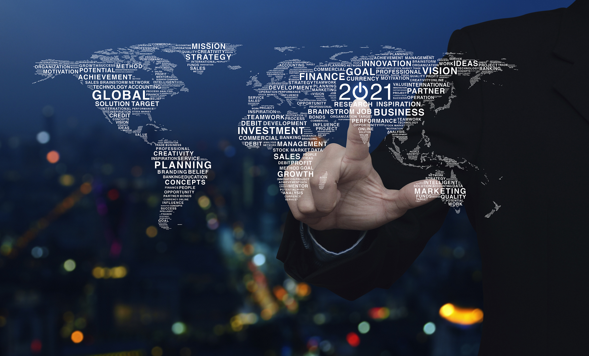 happy new year 2021 global business start up concept, elements o