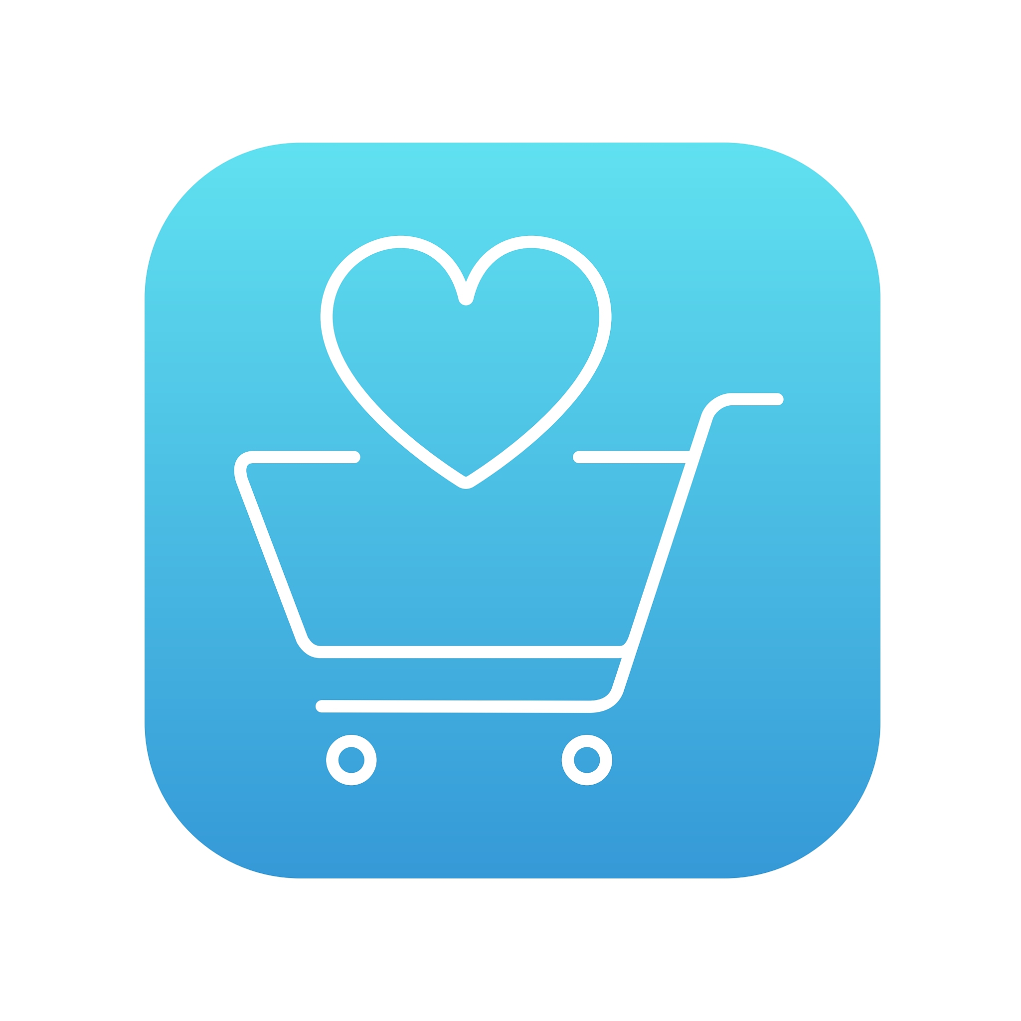 shopping cart with heart line icon