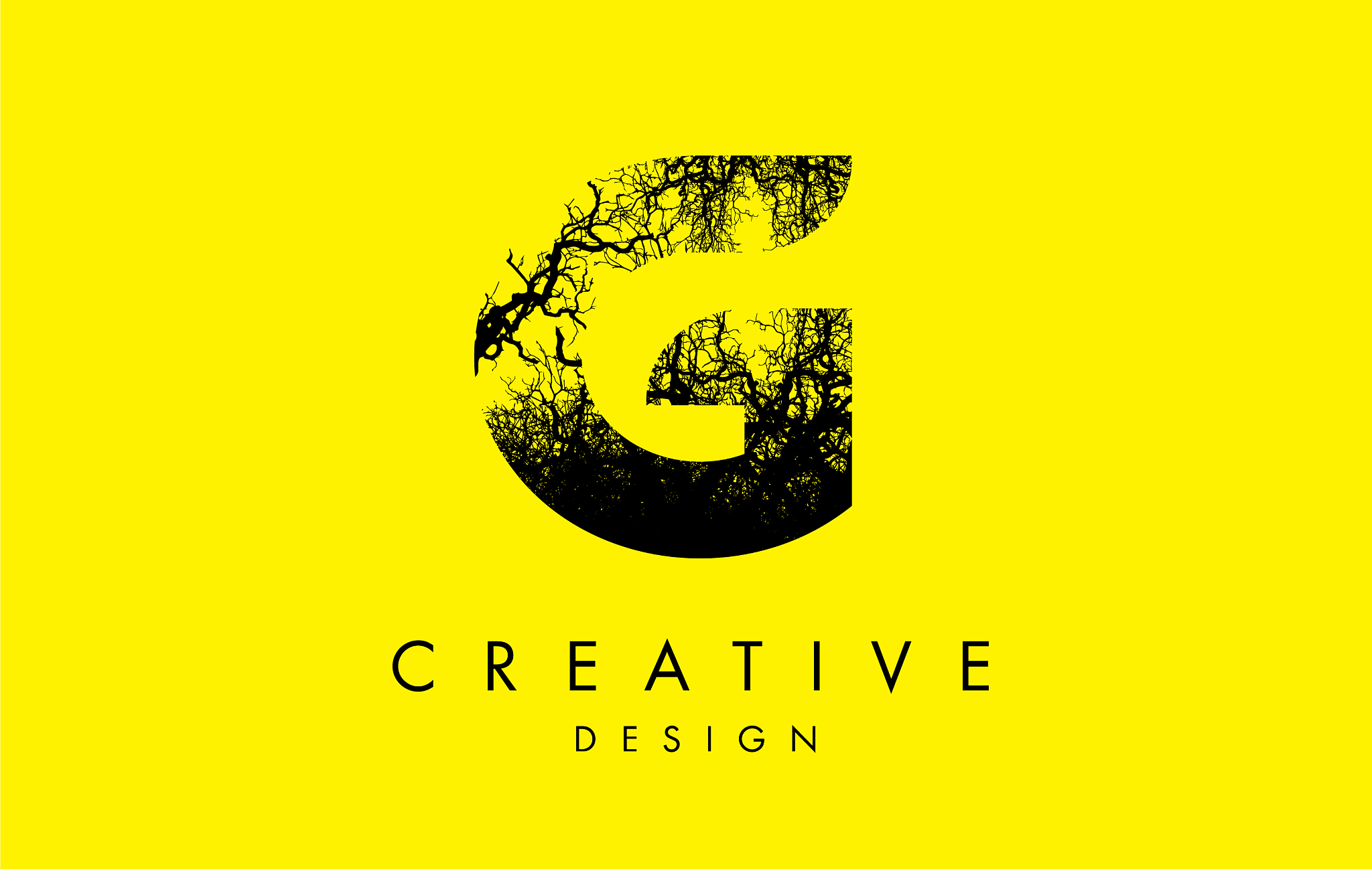 g logo letter made from black tree branches