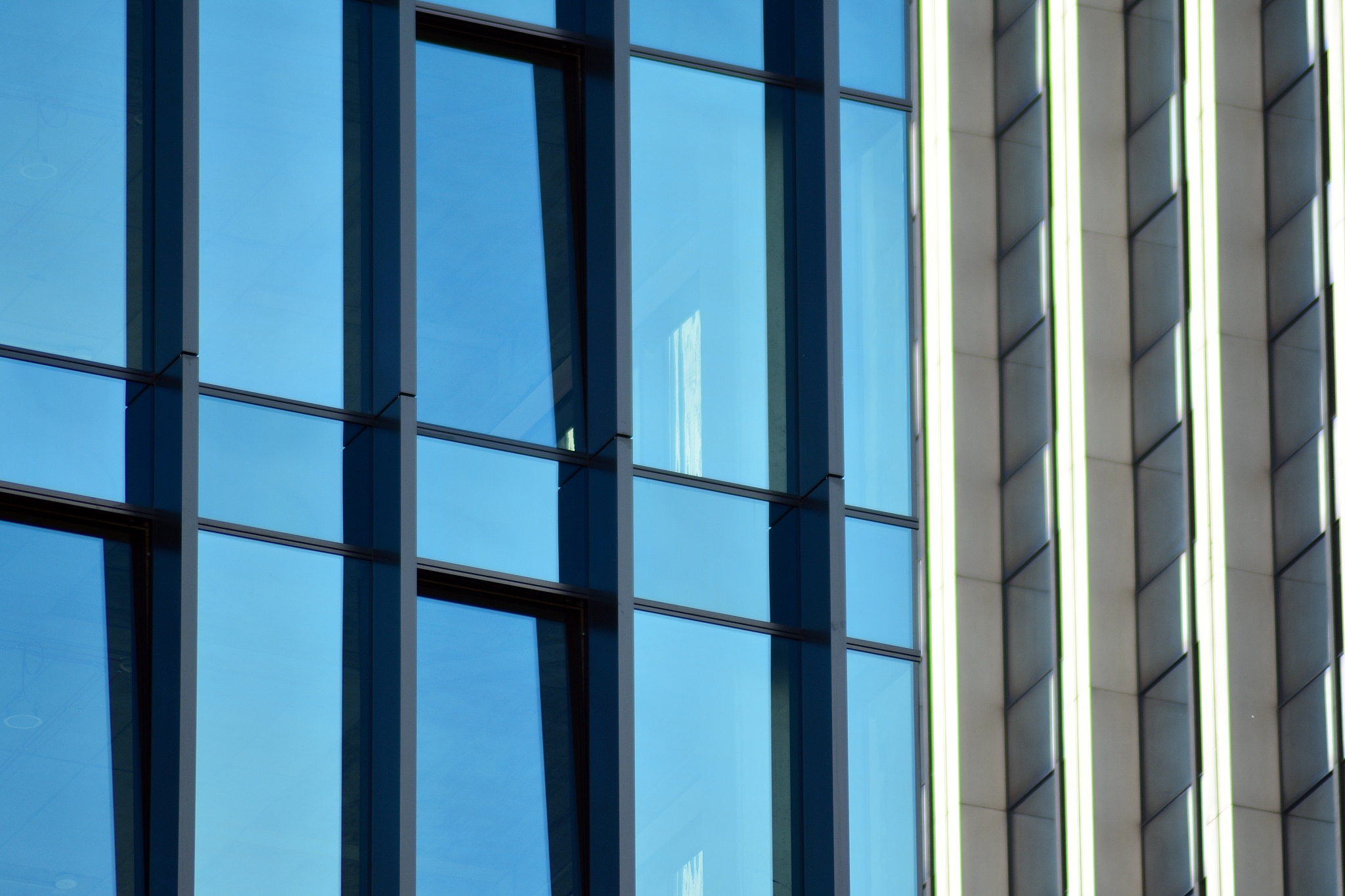 abstract fragment of contemporary architecture, walls made of gl