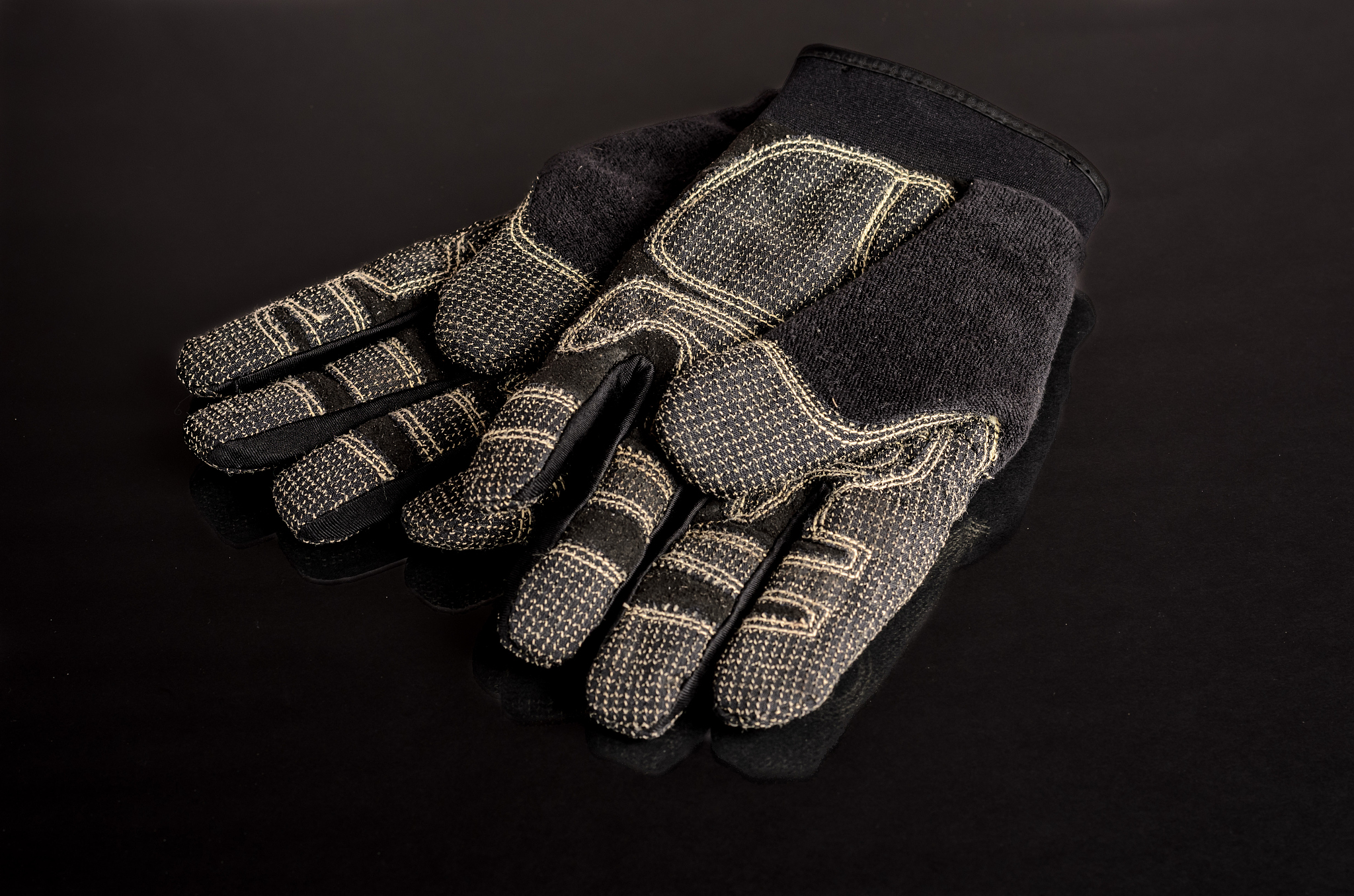 leather work gloves on background