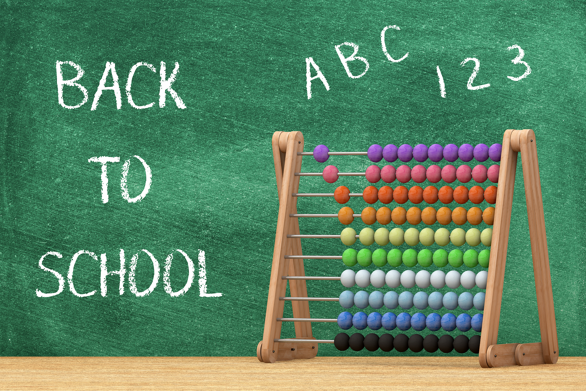 back to school with blackboard and abacus
