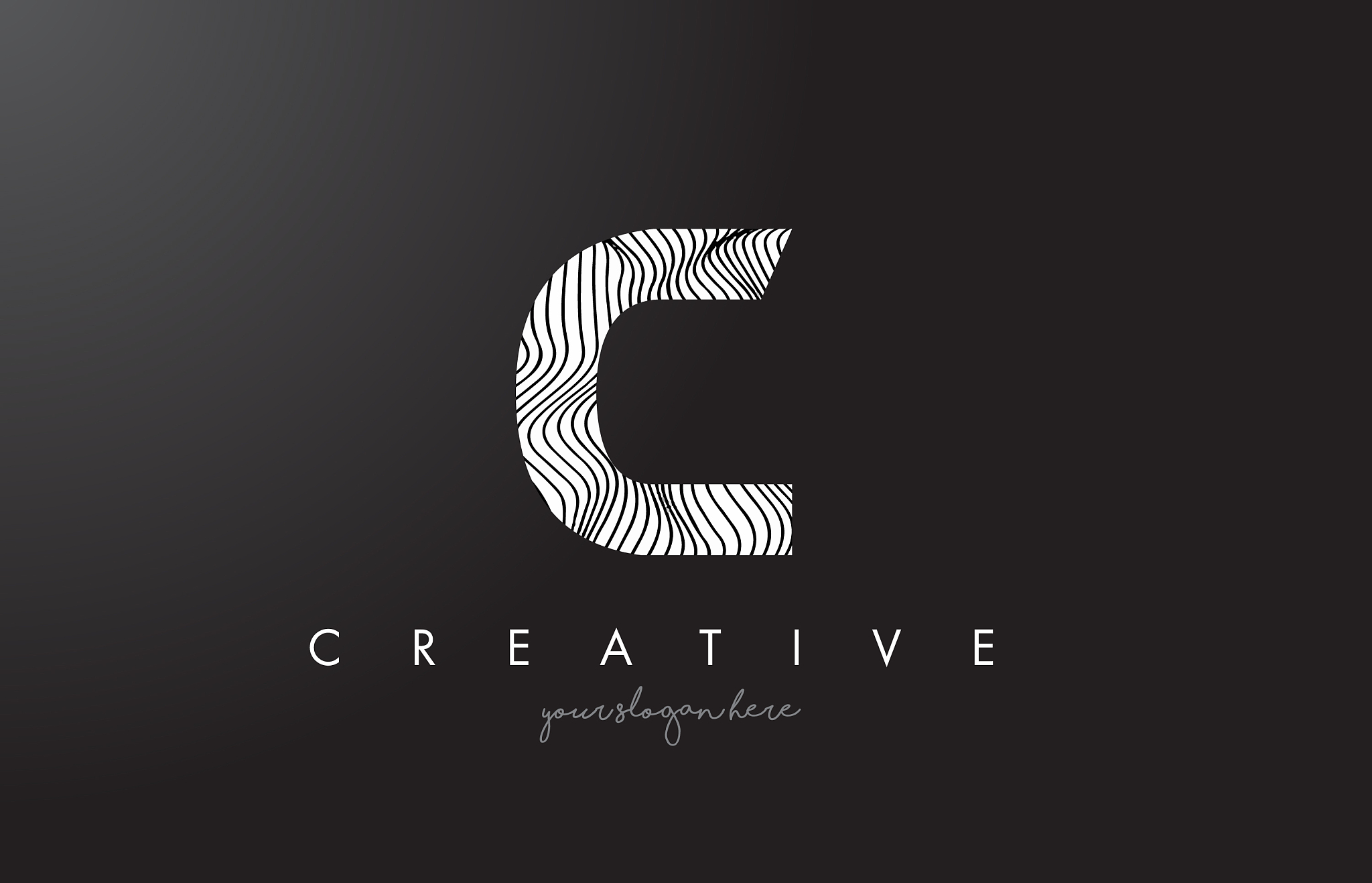 c letter logo with zebra lines texture design