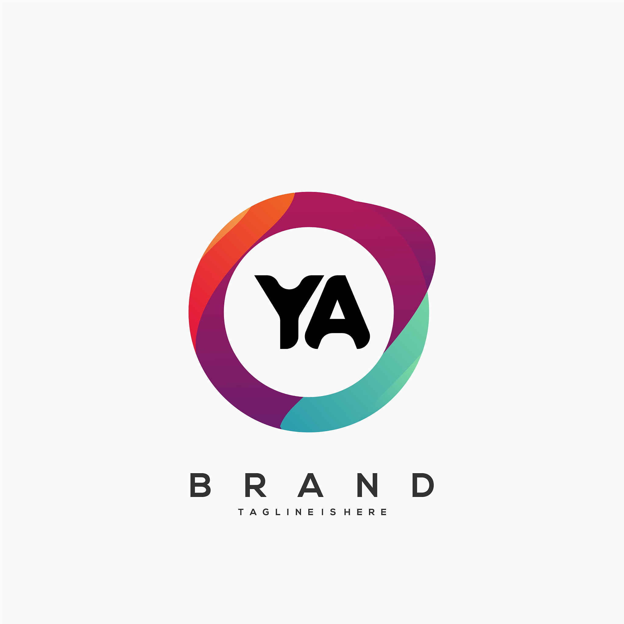 letter ya gradient color logo design