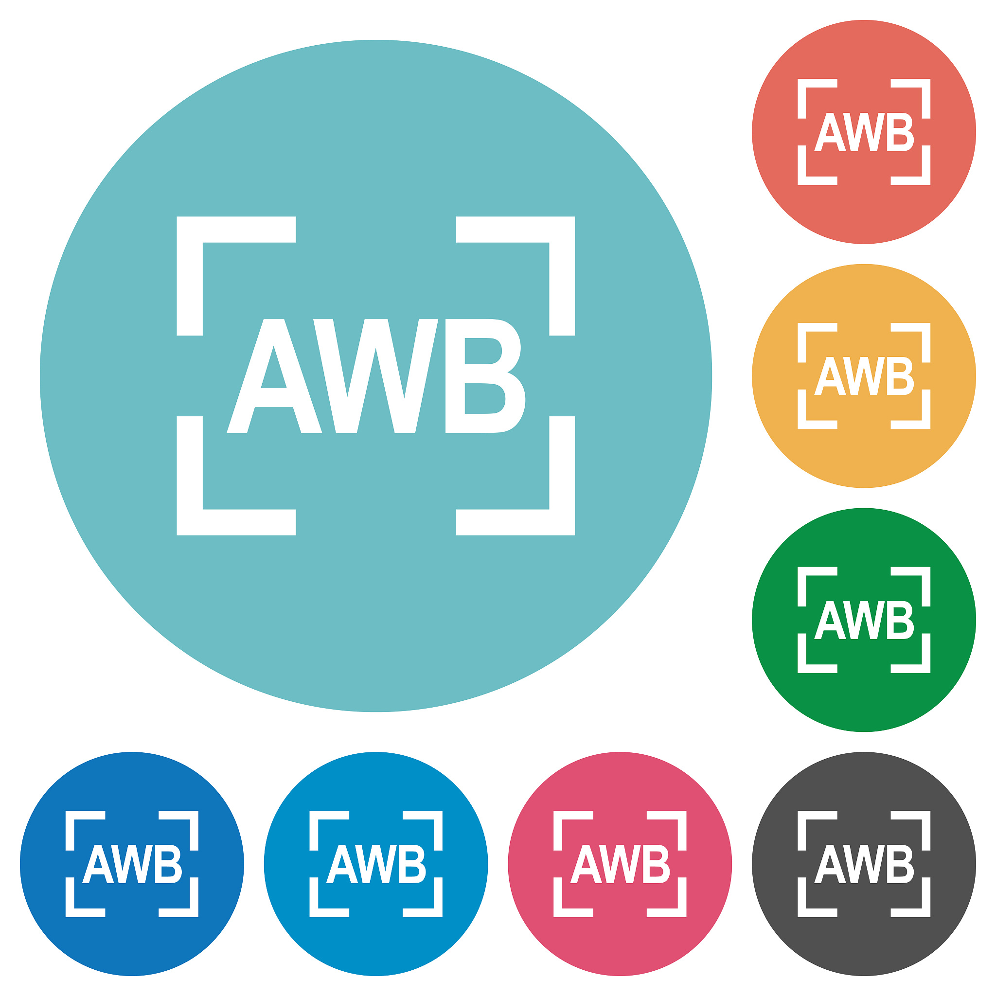 camera auto white balance mode flat round icons