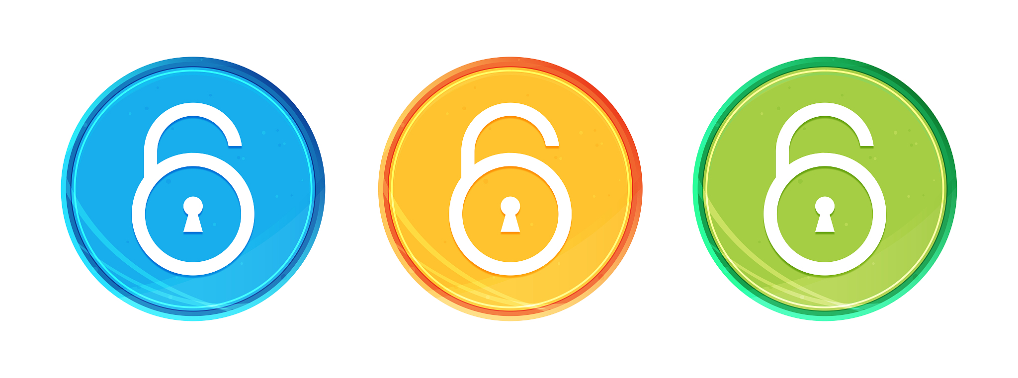 padlock open icon clean soft round button set illustration
