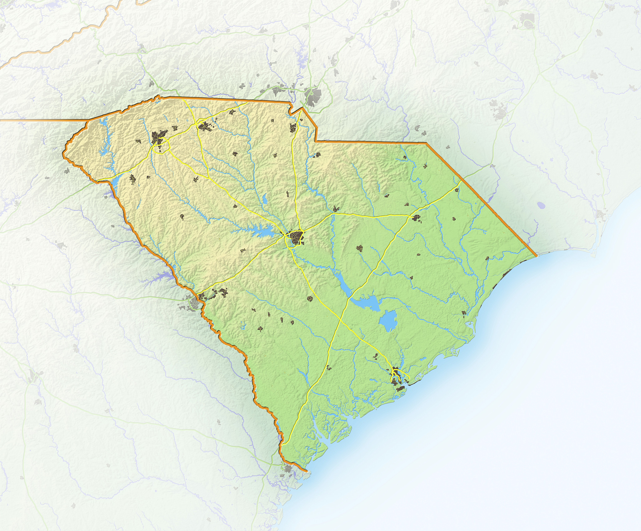 海口市地形概况：长心形地势平缓，南渡江贯穿