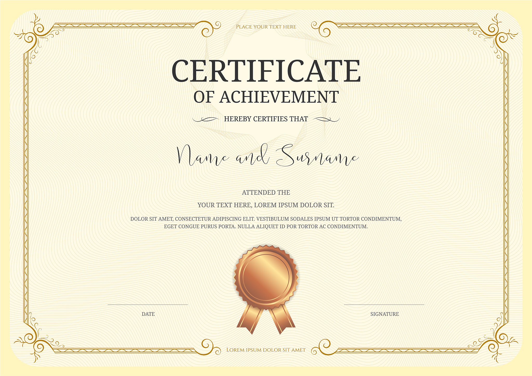 luxury certificate template with elegant border frame, diploma d