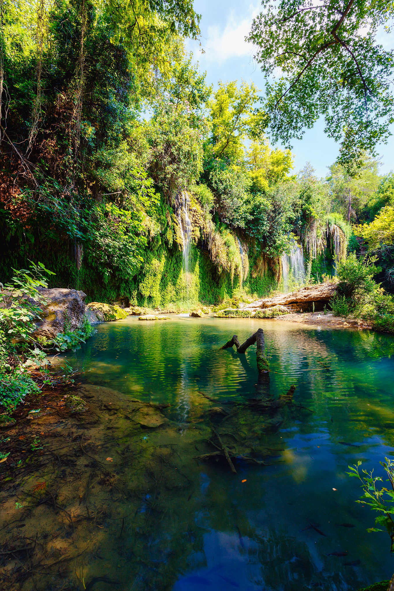beautiful waterfall in green rainforest in turkey (kursunlu wate
