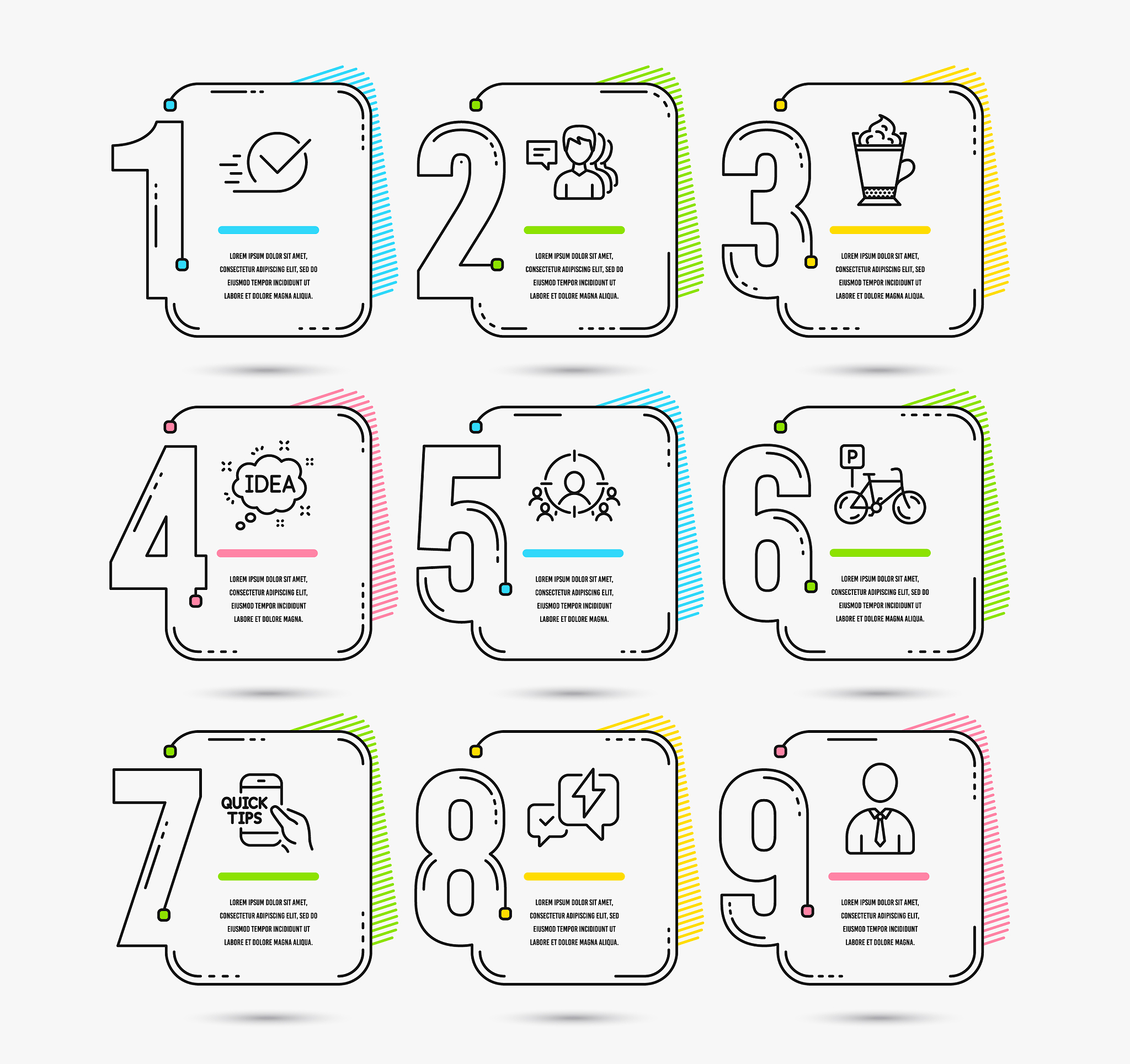 checkbox bicycle parking and education icons
