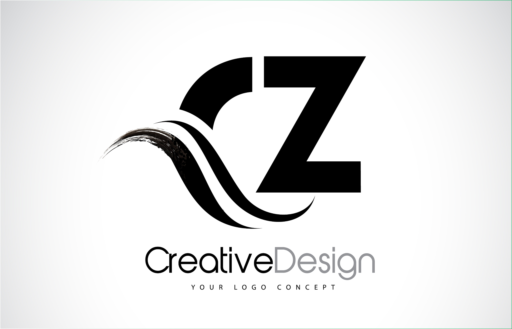 cz c z creative brush black letters design with