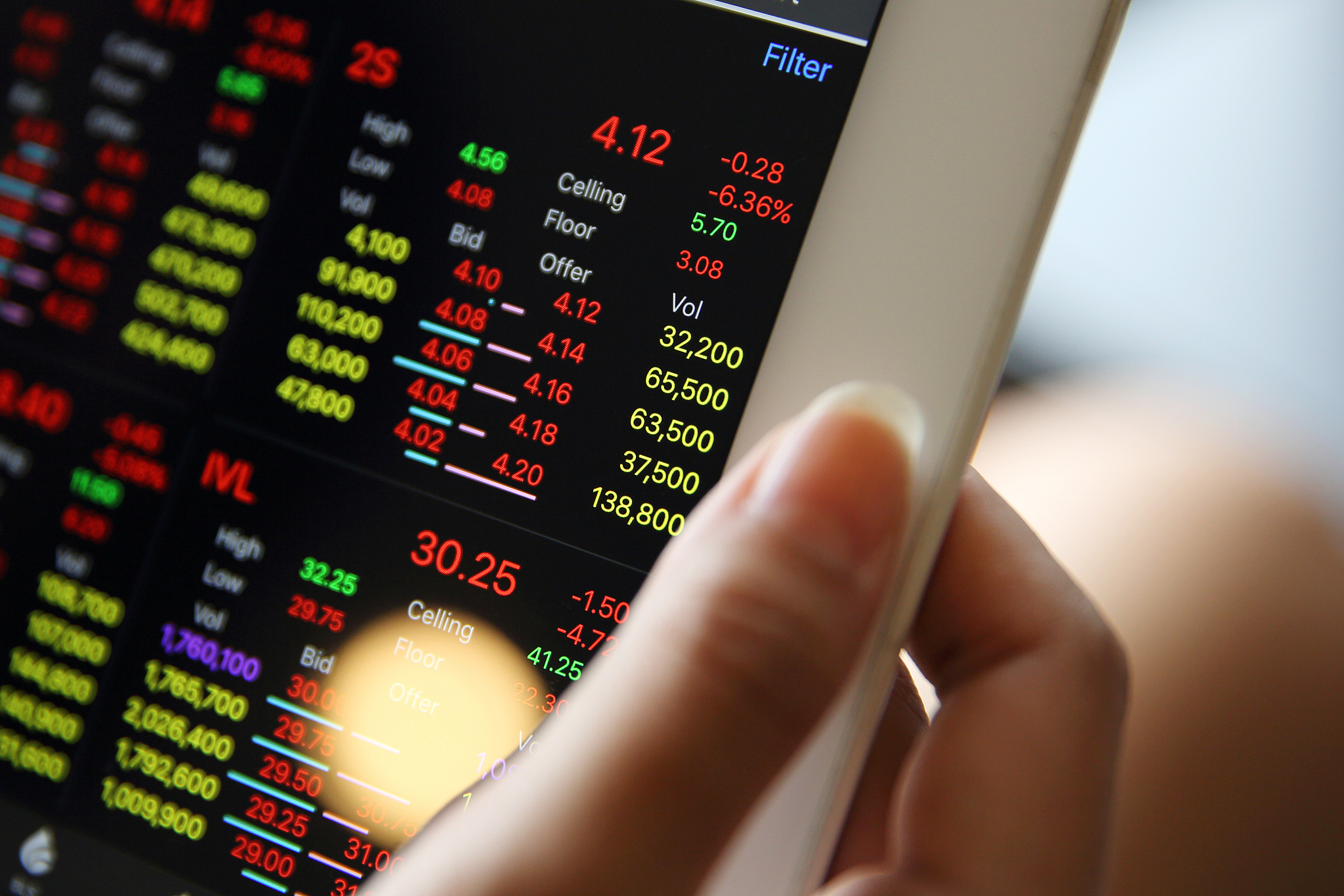 making trading online on the tablet with business woman hand