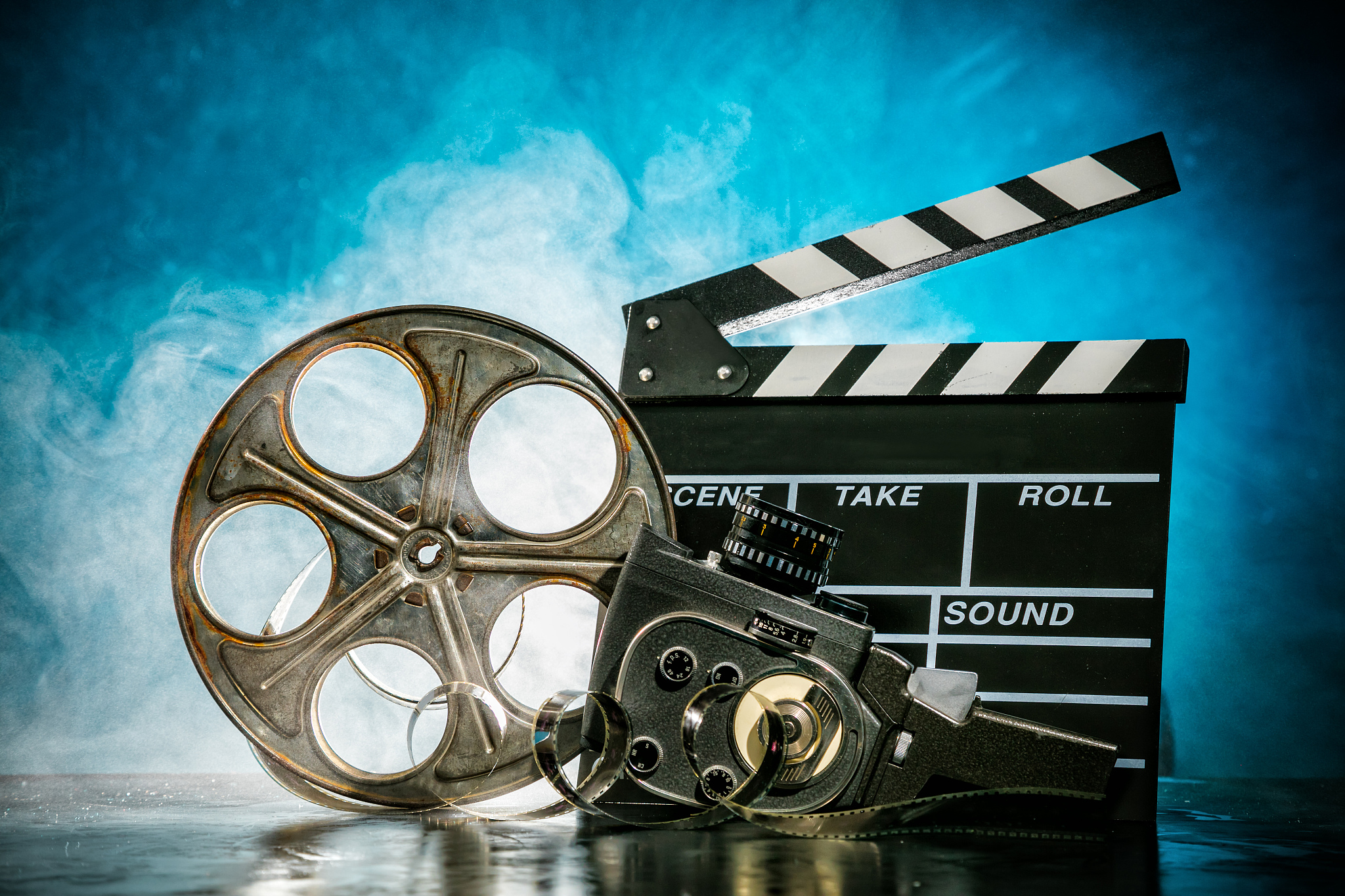 retro film production accessories still life