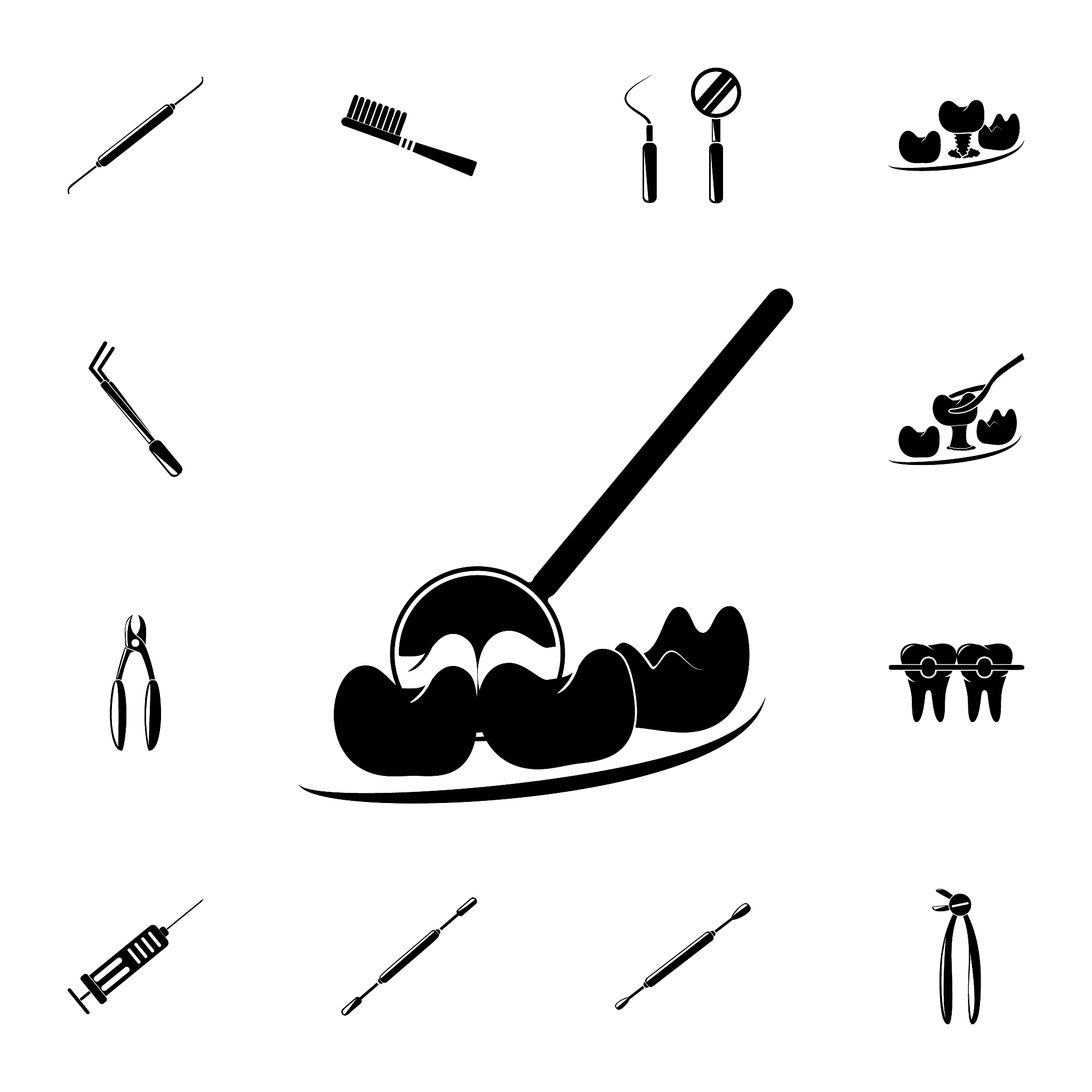 watch your teeth through the mirror of the dentist icon. detaile