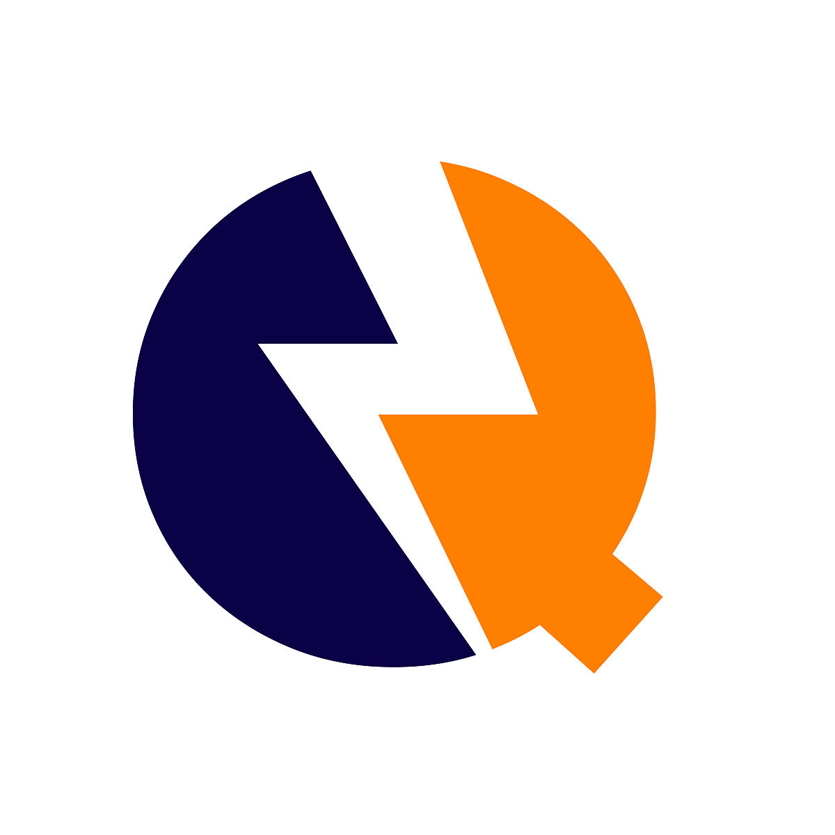 电源标志q字母和闪电能源技术.power q字母标志设计与闪电雷电螺栓模