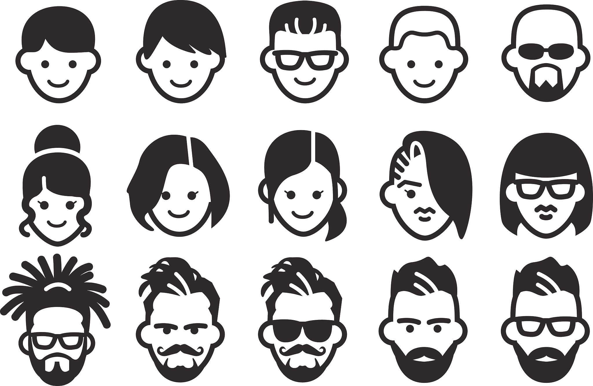 stock vector illustration: avatar icons 2