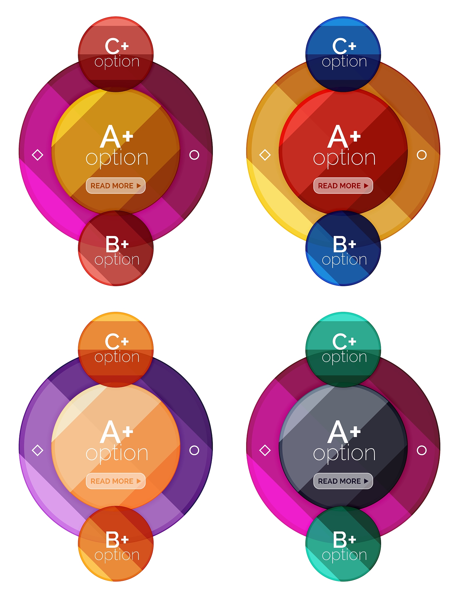 set of round infographic banners with options