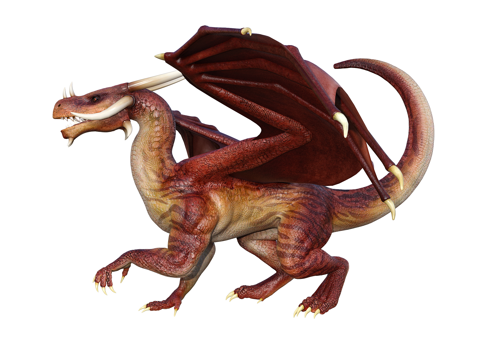 3d illustration fantasy dragon on white