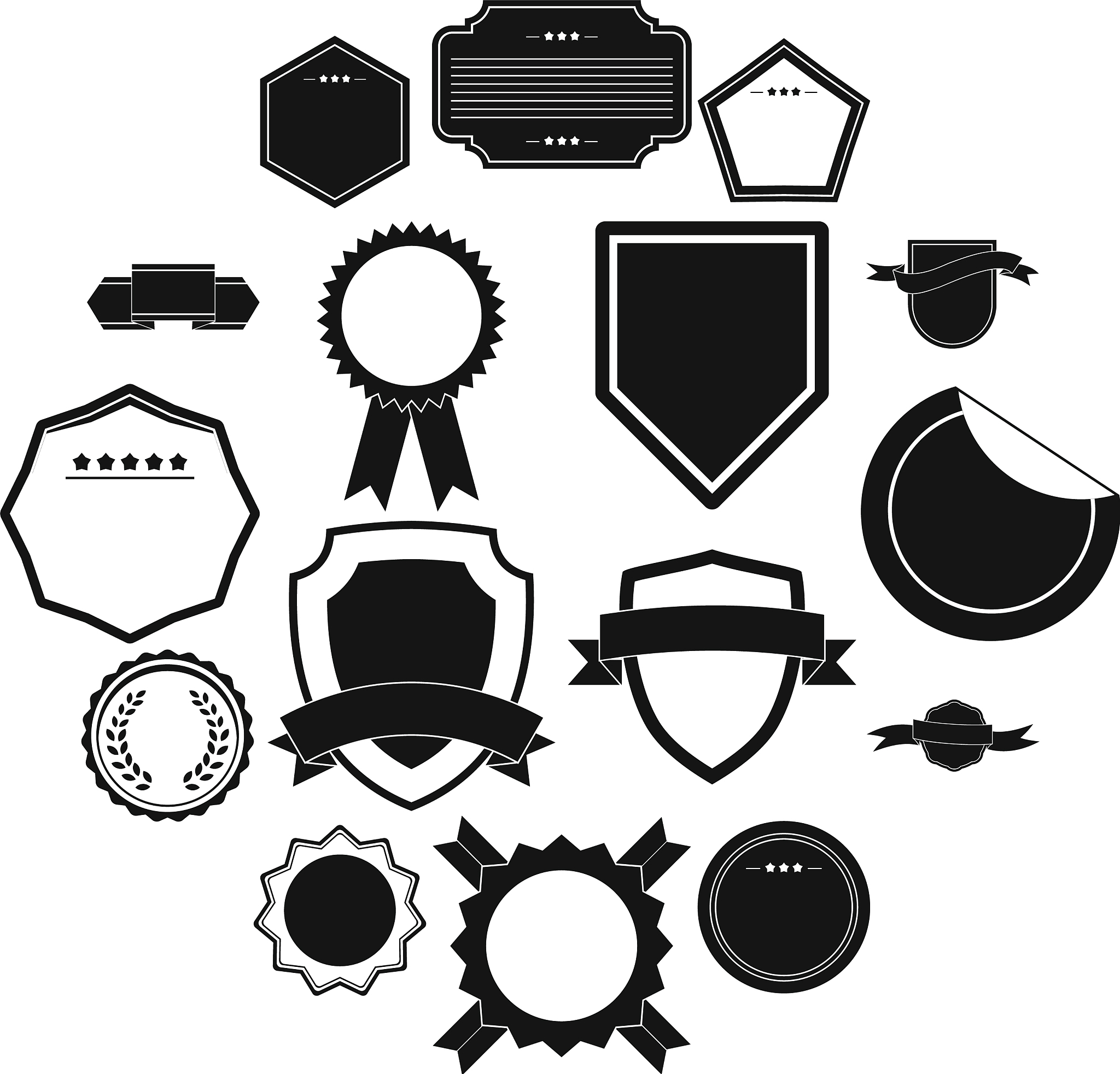 badges icons set simple style