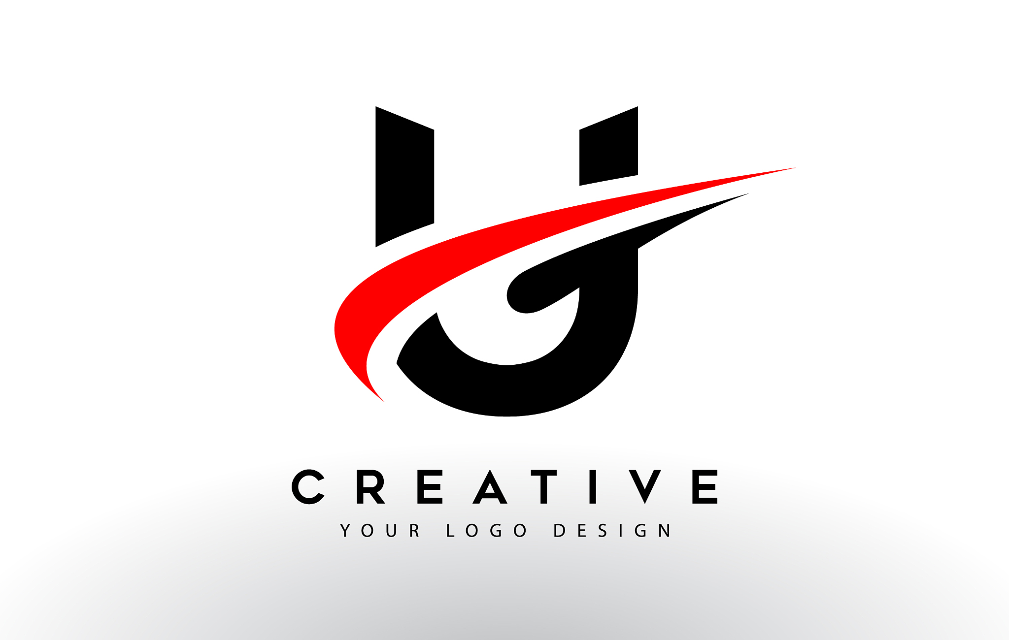 black and red creative u letter logo design with