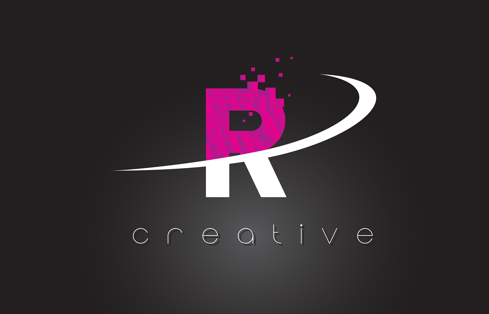 r creative letters design with white pink colors