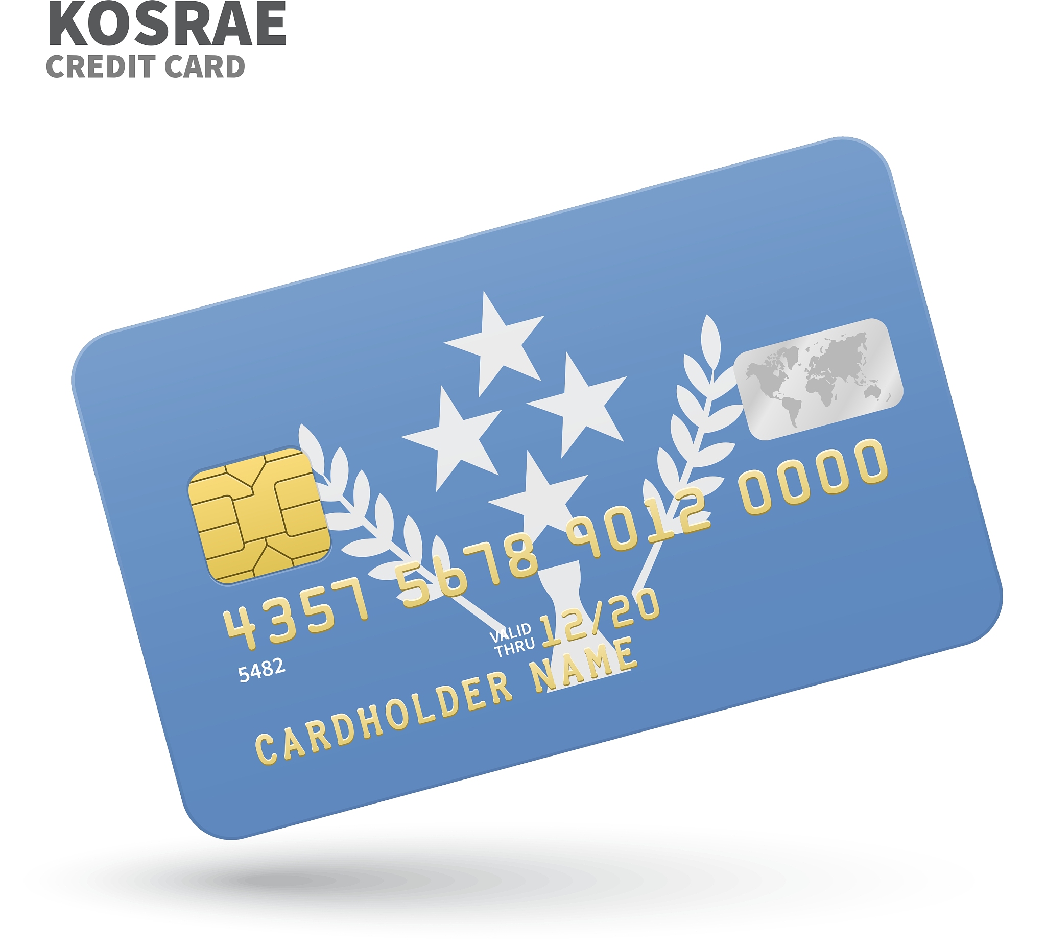 credit card with kosrae flag background for bank