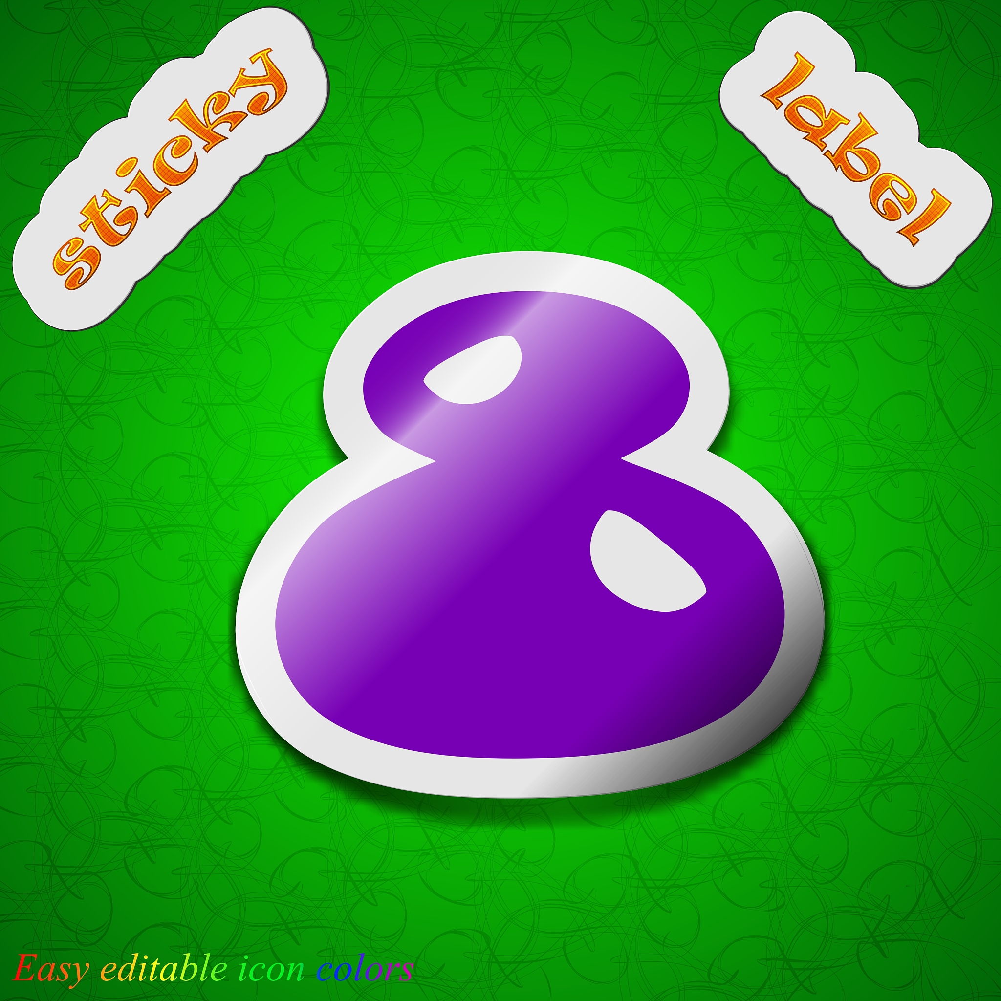 number eight icon sign symbol chic colored sticky
