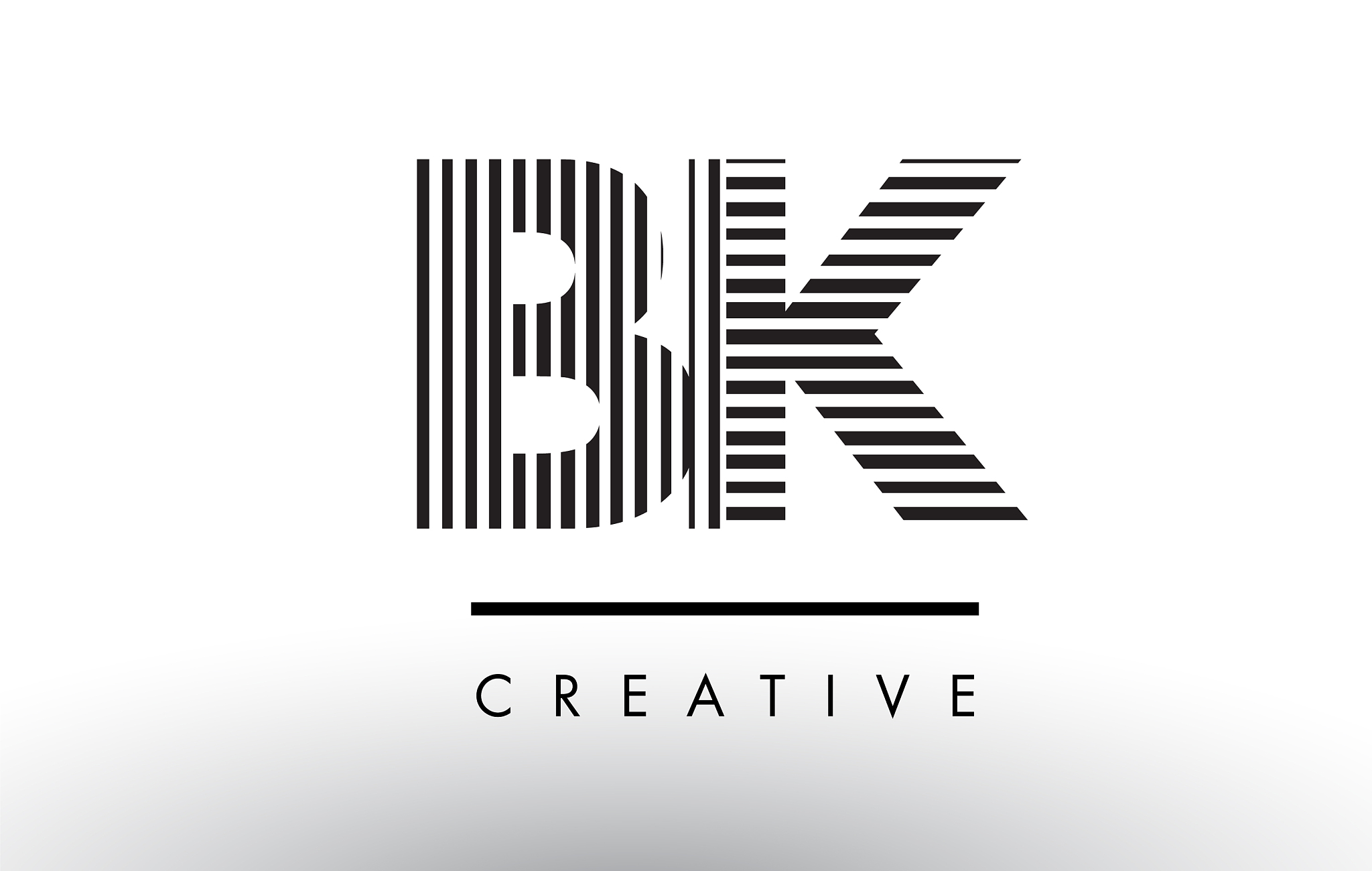 bk b k black and white lines letter logo design