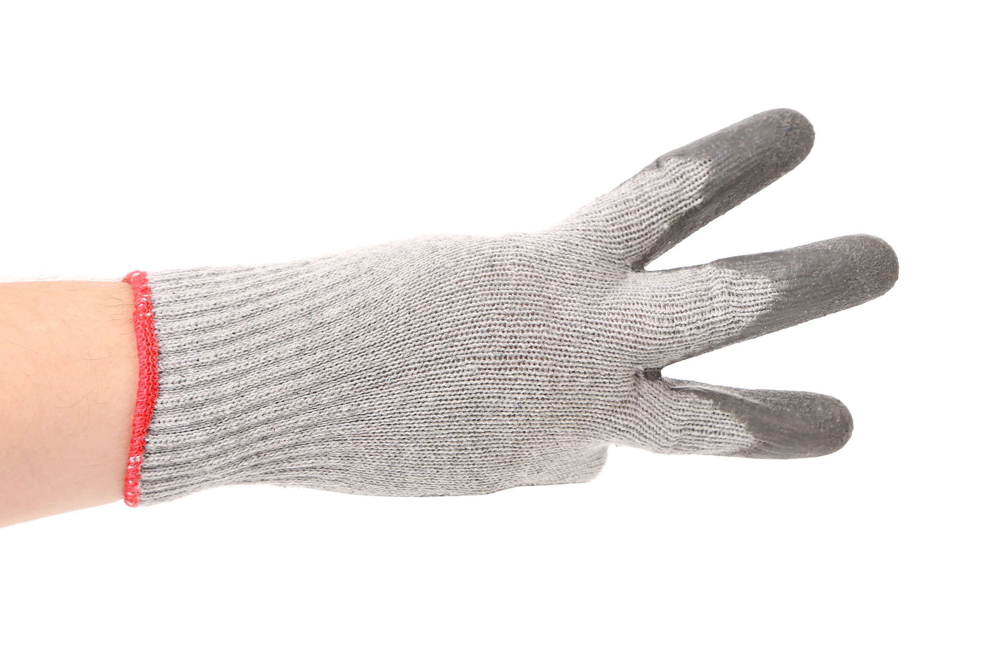 hand in gloves shows three.