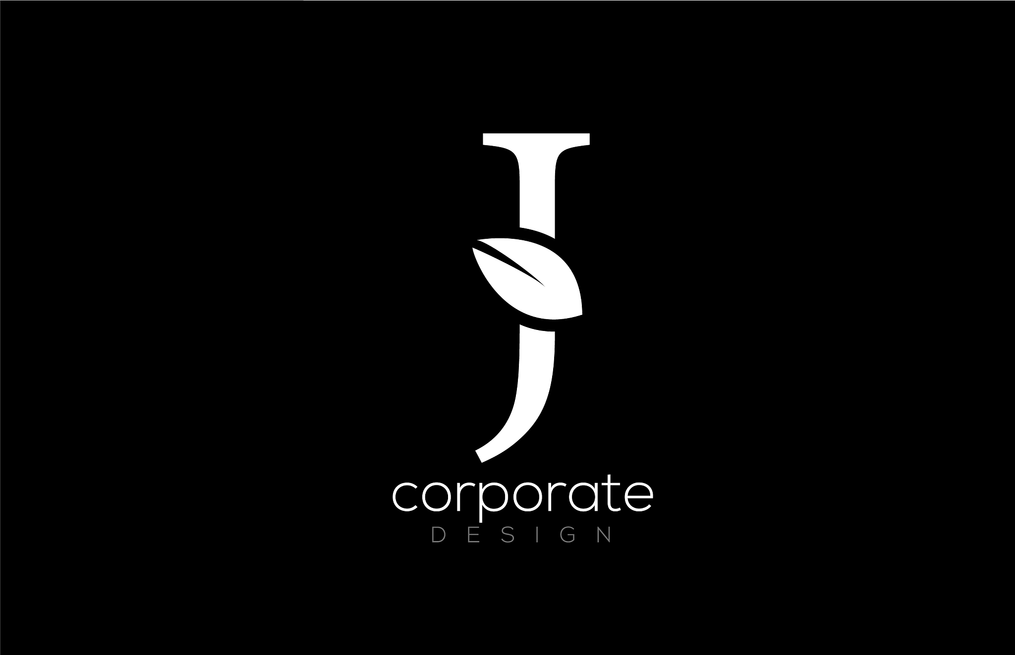 black and white j letter alphabet leaf logo icon