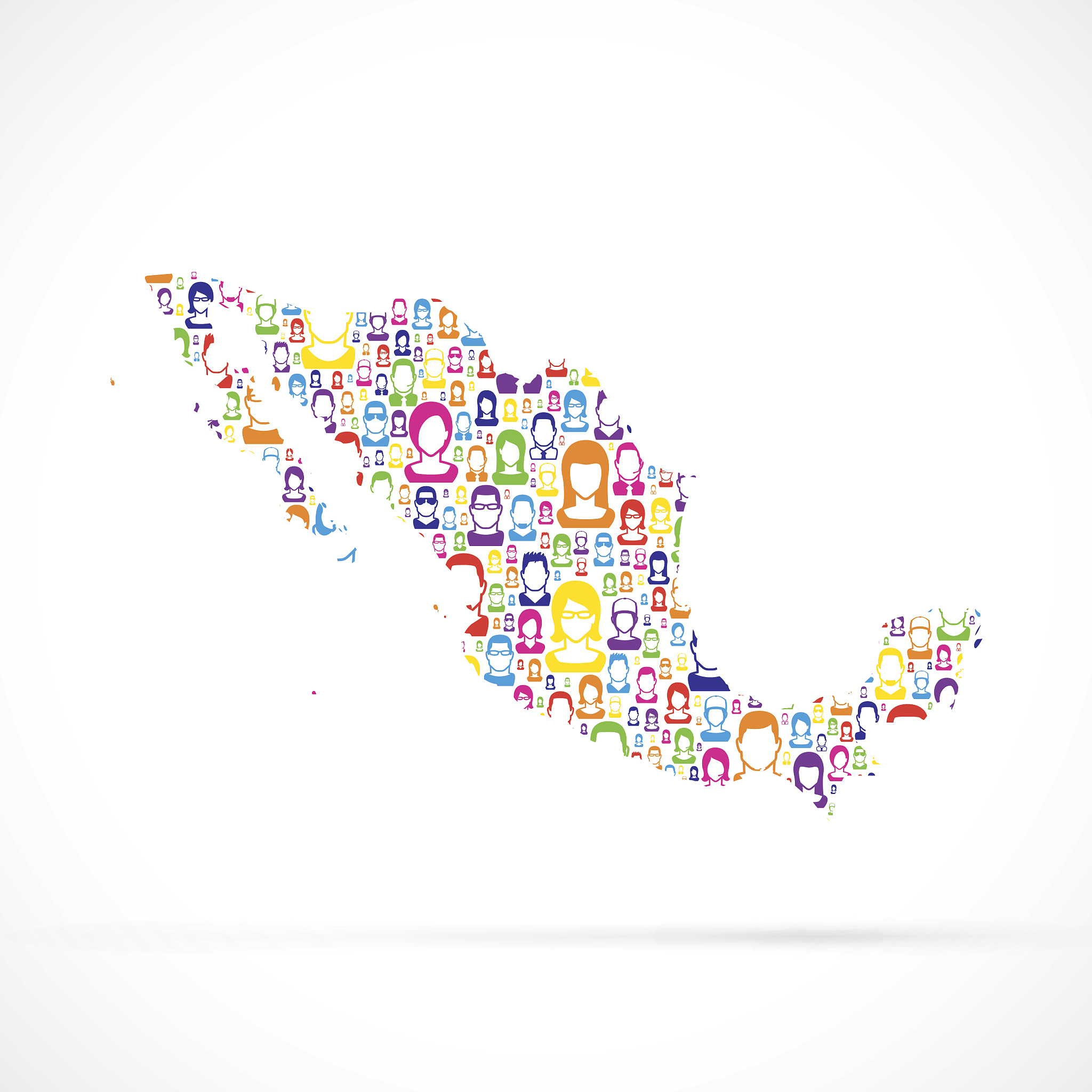 mexico map with people