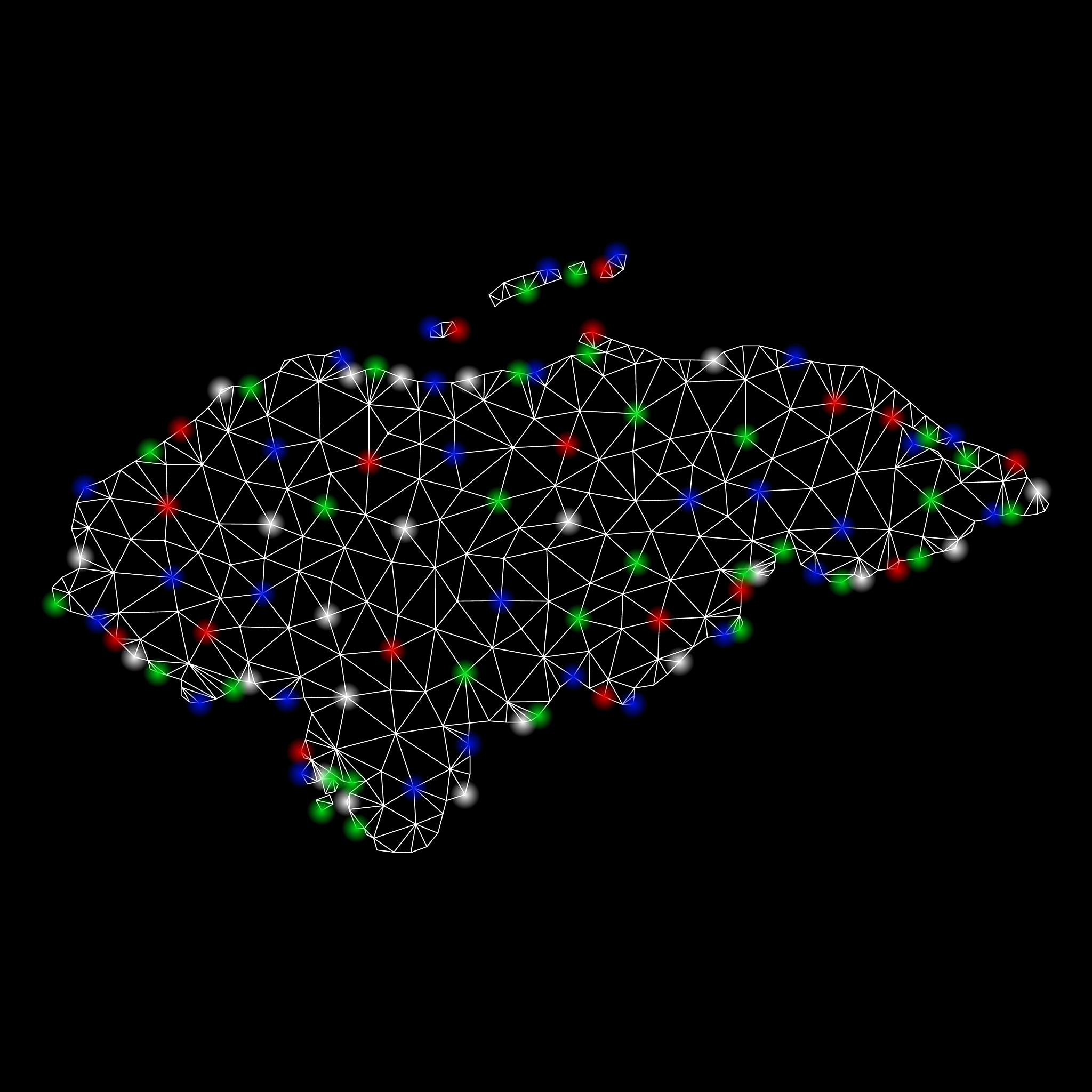 bright mesh network honduras map with flash spots