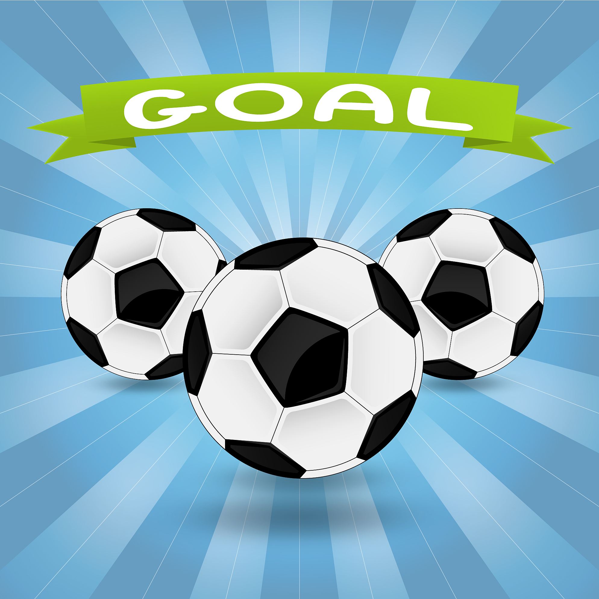 three soccer balls