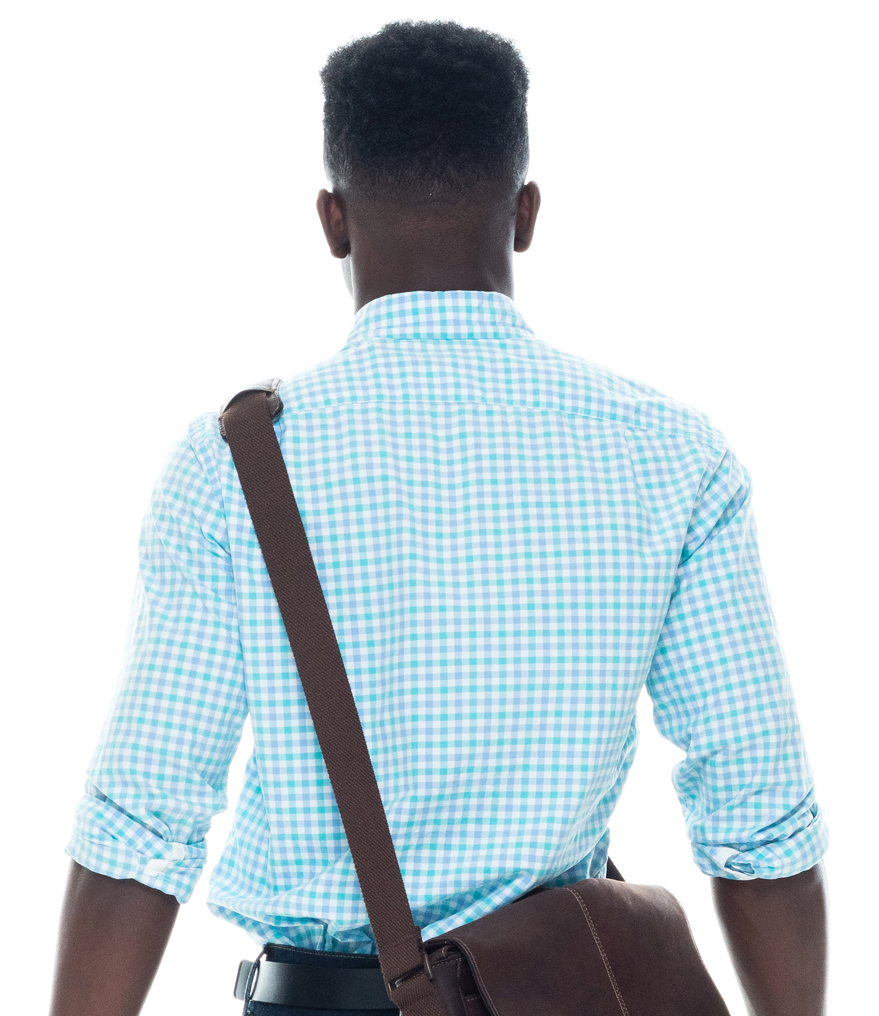 generation z male wearing satchel - bag and holding bag